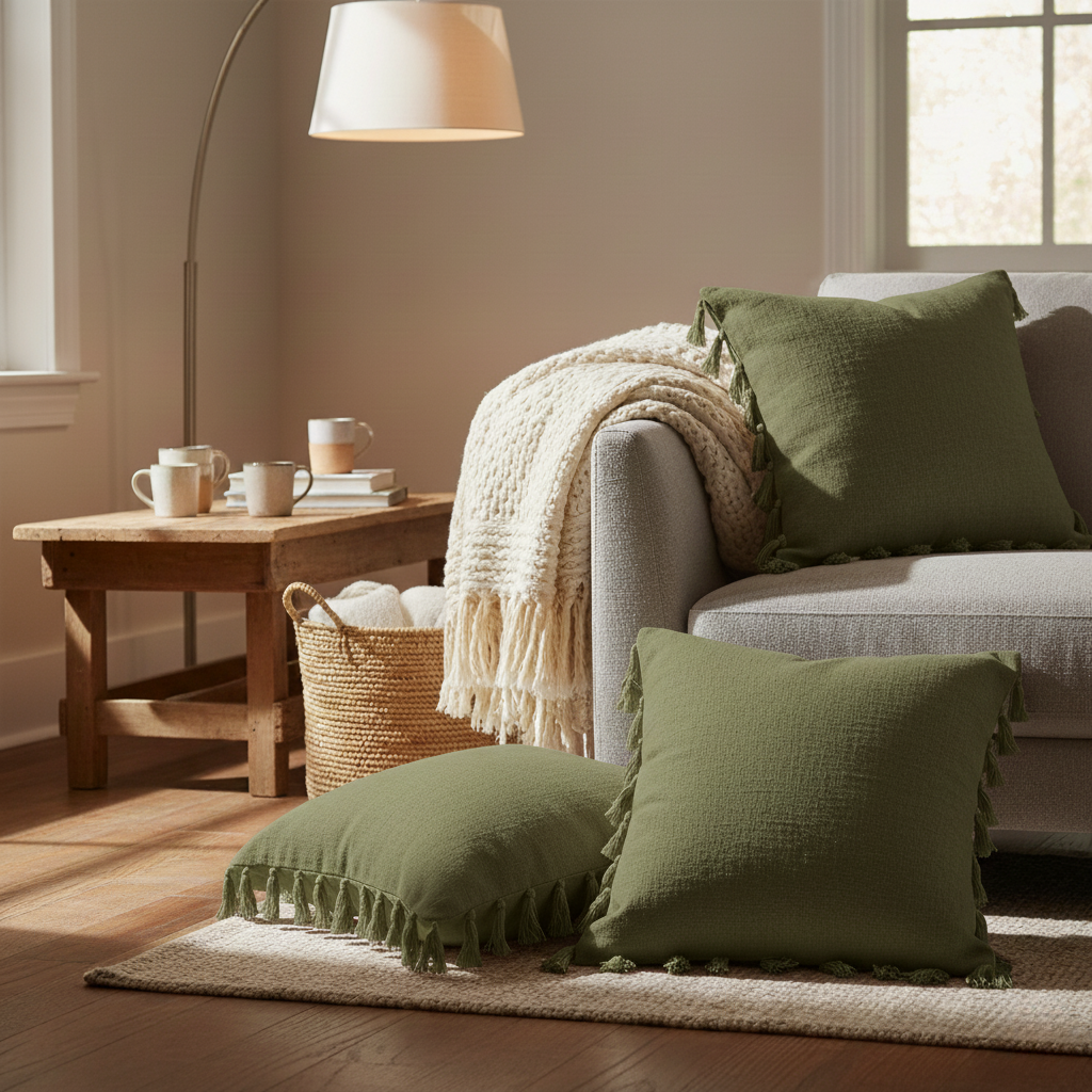 Tassel-Edge Linen Cushion Covers