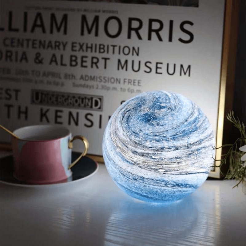 Glass Moon Lamp with Cosmic Details for a Warm Atmosphere