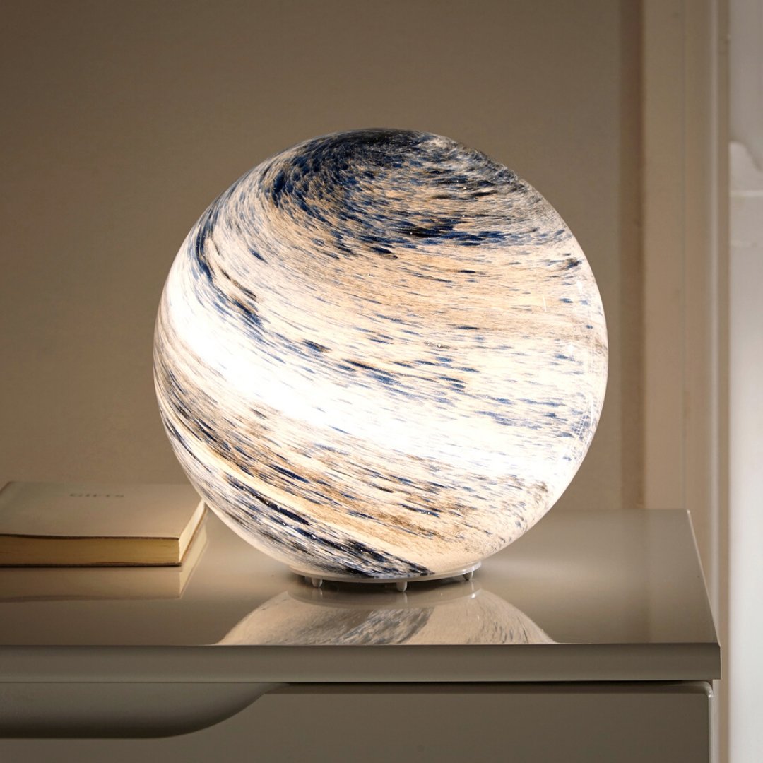 Glass Moon Lamp with Cosmic Details for a Warm Atmosphere