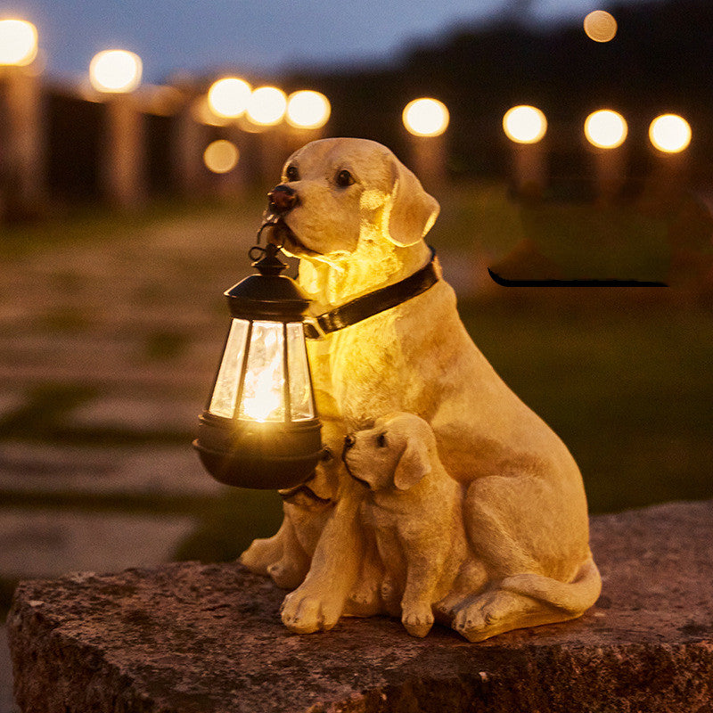 Dog Figure with Solar LED Lighting
