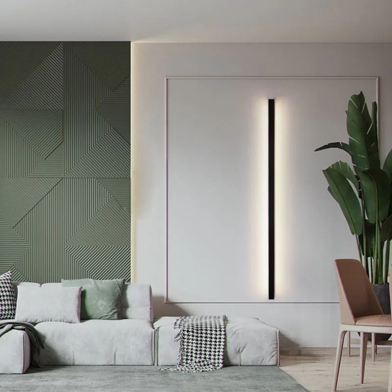 Edge minimalist linear LED wall lamp metal and acrylic