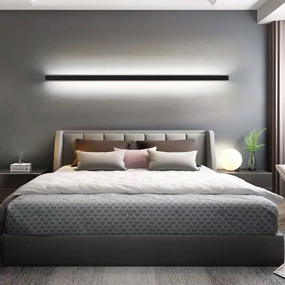 Edge minimalist linear LED wall lamp metal and acrylic