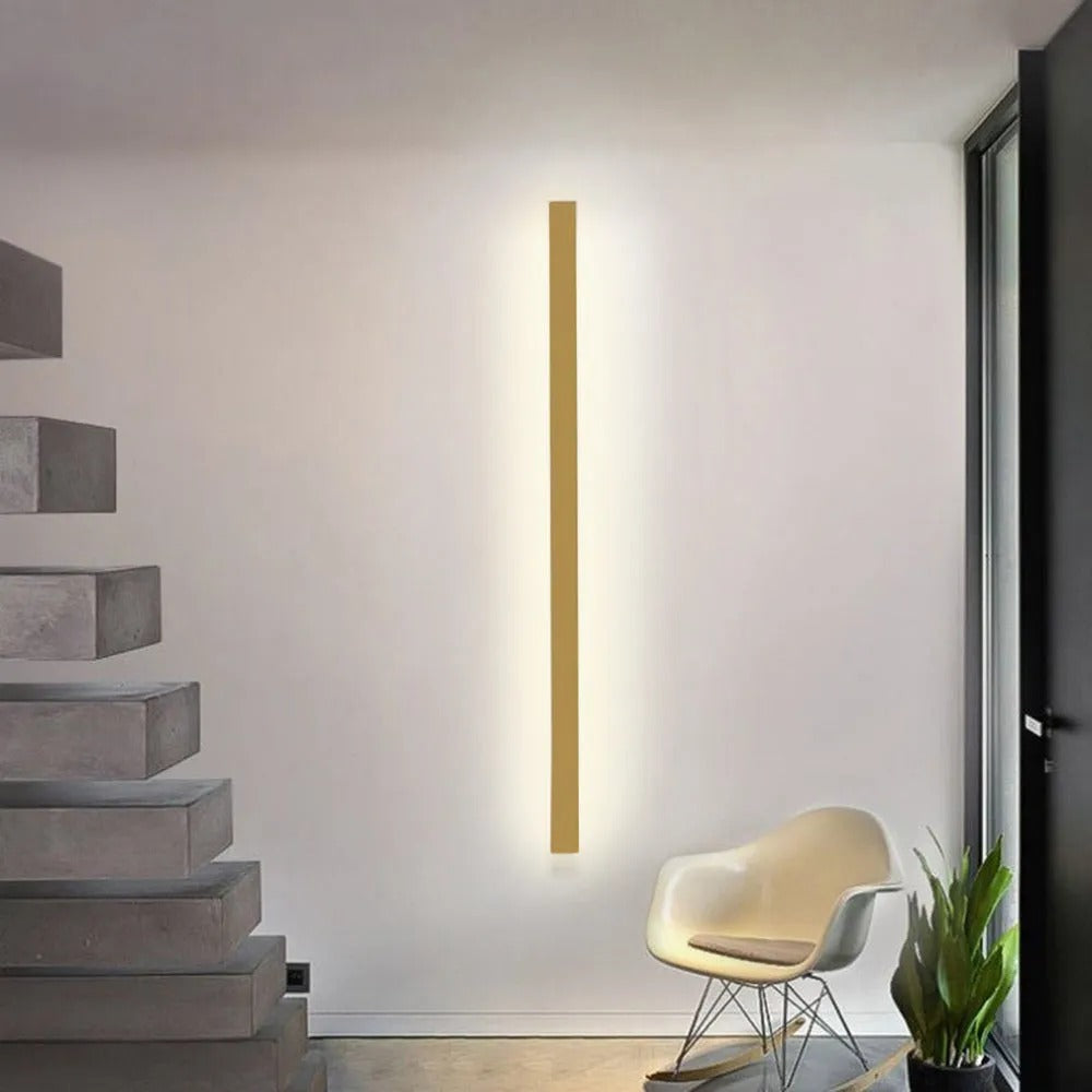 Edge minimalist linear LED wall lamp metal and acrylic