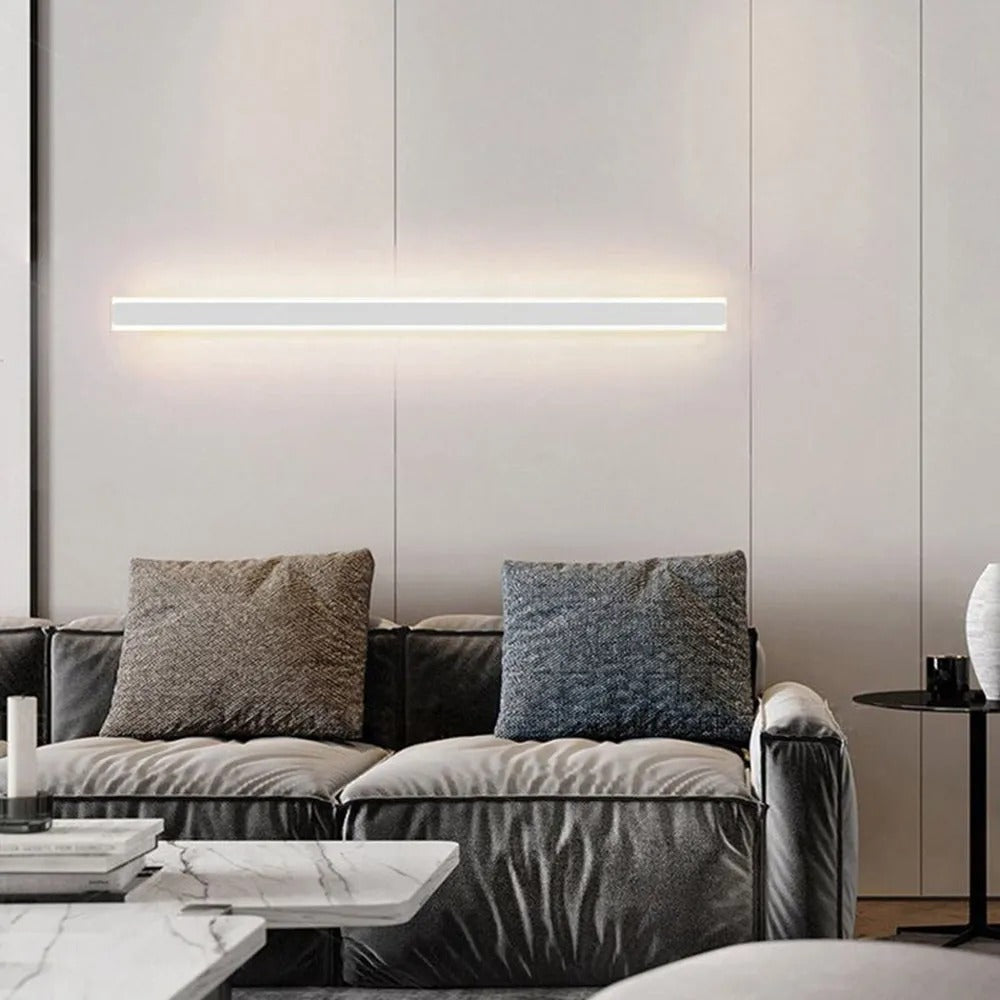 Edge minimalist linear LED wall lamp metal and acrylic