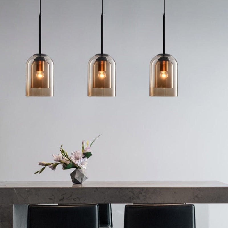 Mid-Century Pendant Lamps with Double Glass