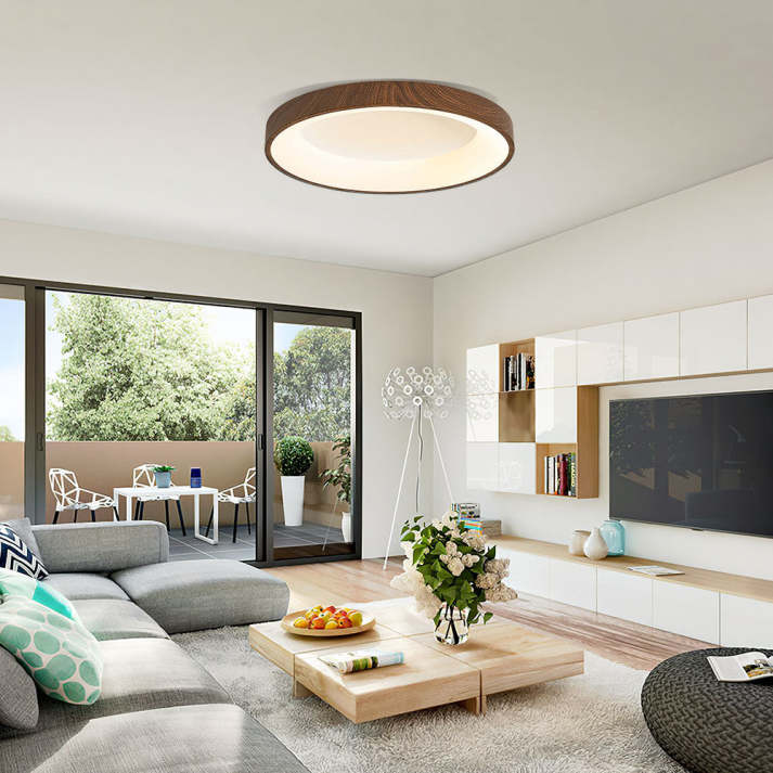 Modern Round Natural Tone Ceiling Light – Flush Mount LED Fixture