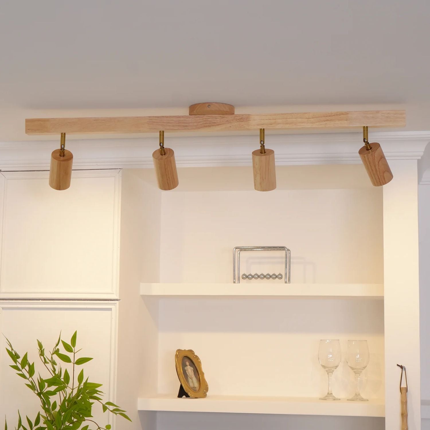 Adjustable Wooden Track Ceiling Lamp