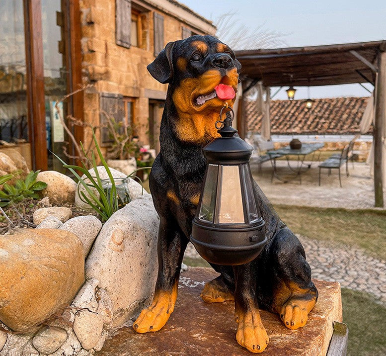 Dog Figure with Solar LED Lighting
