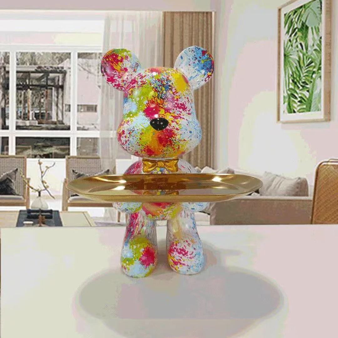 Artistic Graffiti Bear Sculpture