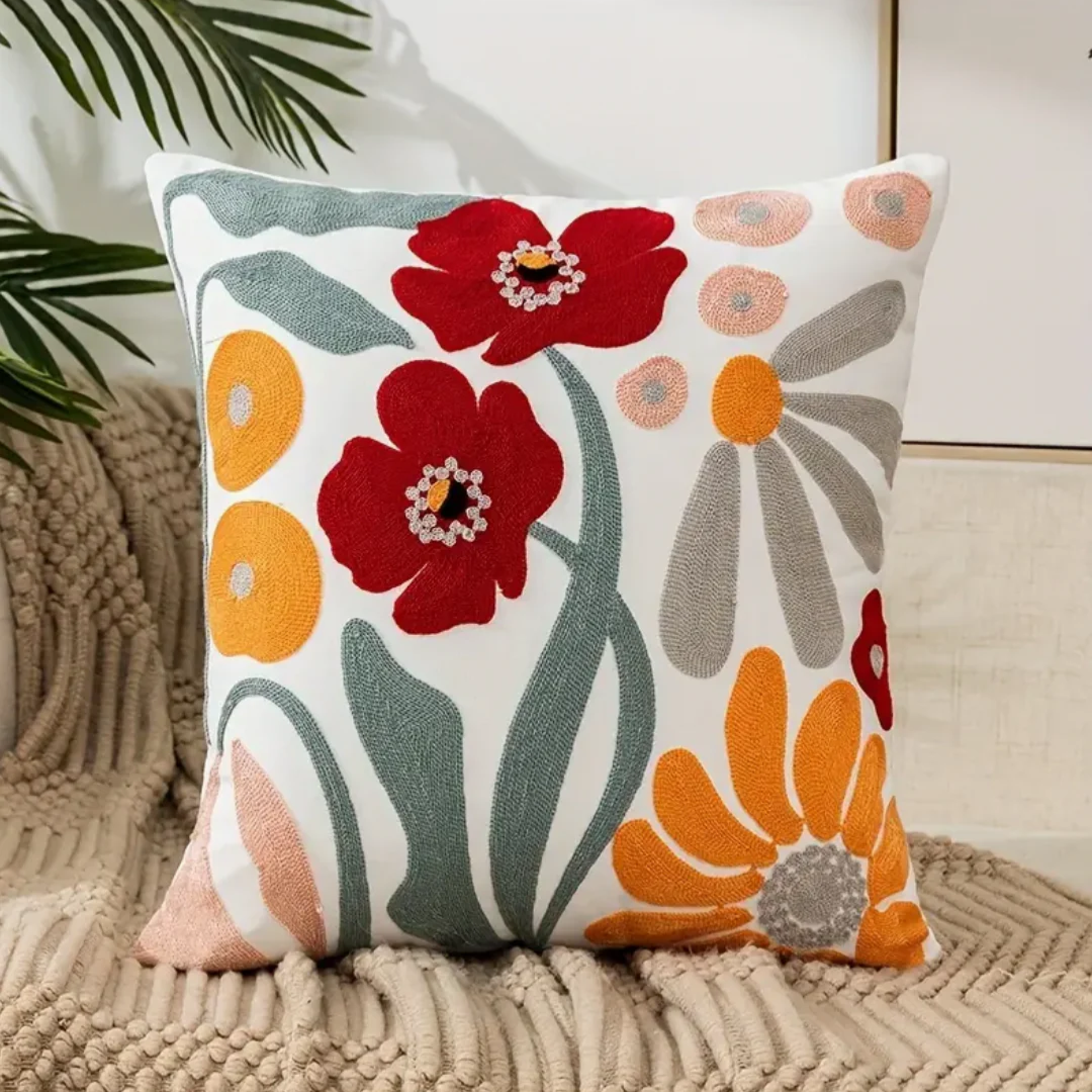 Floral Print Throw Pillow – Decorative Botanical Cushion