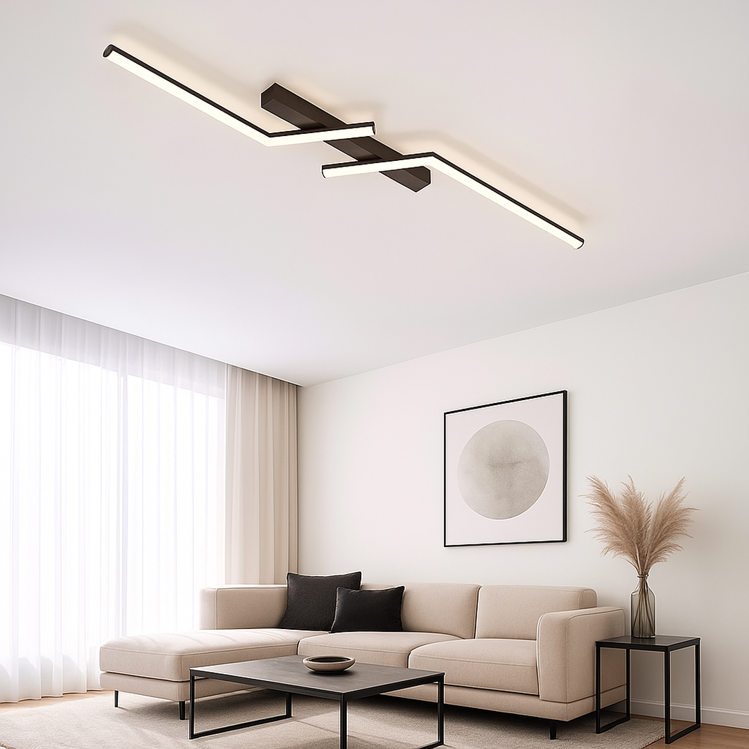 Linear LED Ceiling Lamp with Geometric Shape Modern