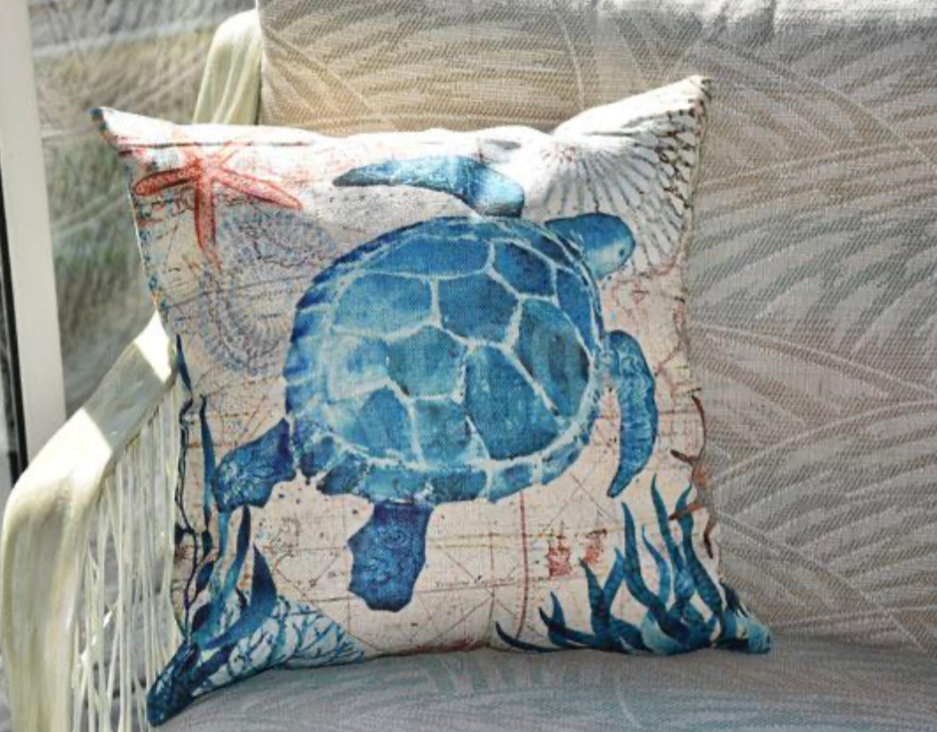 Cushion Cover with Sea Life Motif for Decoration