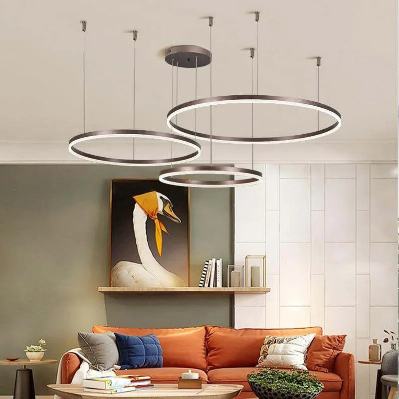 Modern Large Pendant Lights White Metal Tir-Circle