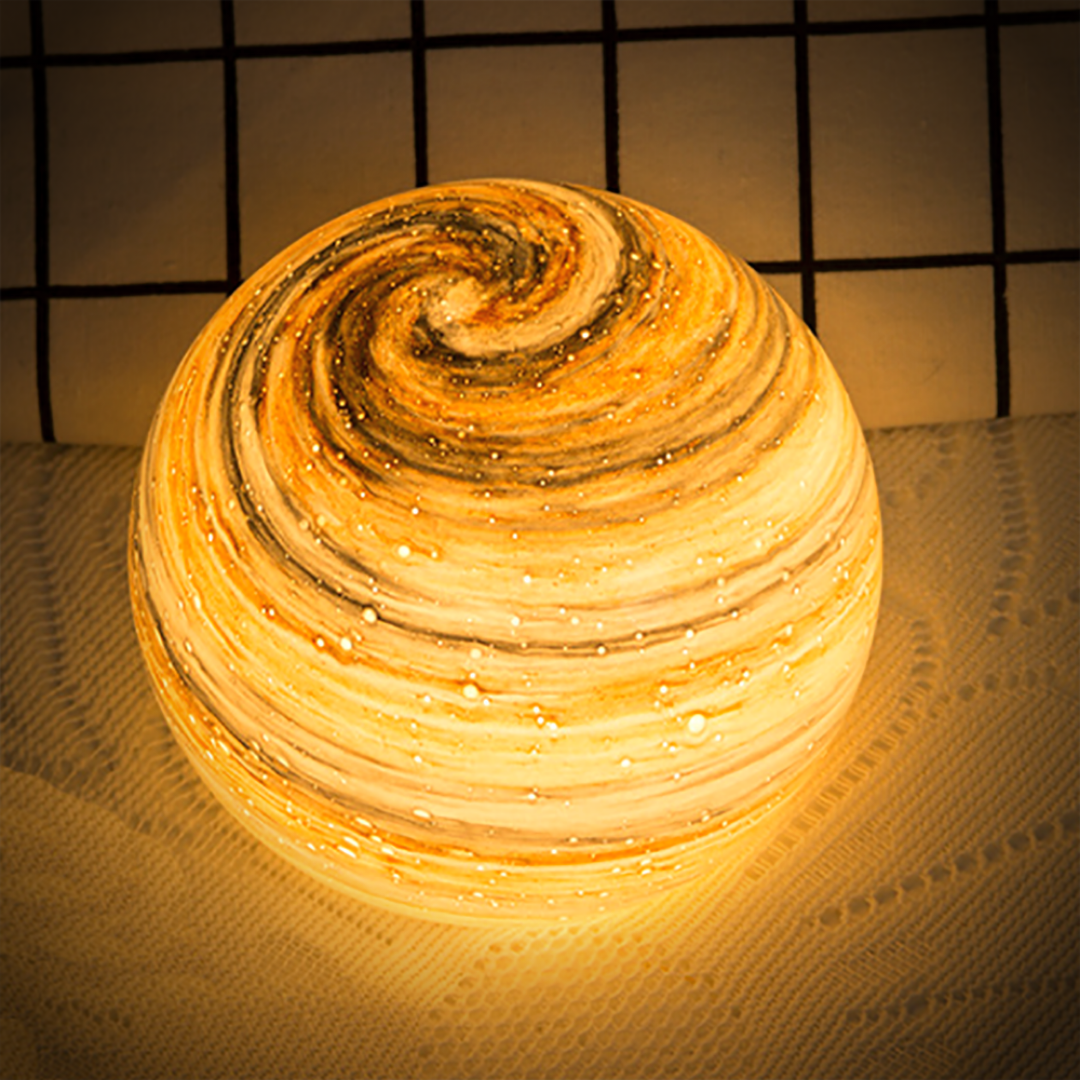Glass Moon Lamp with Cosmic Details for a Warm Atmosphere