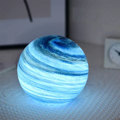 Glass Moon Lamp with Cosmic Details for a Warm Atmosphere