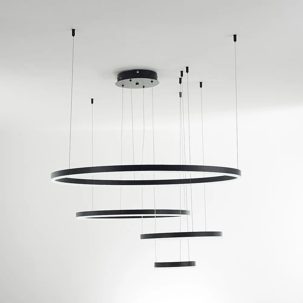Modern Large Pendant Lights White Metal Tir-Circle