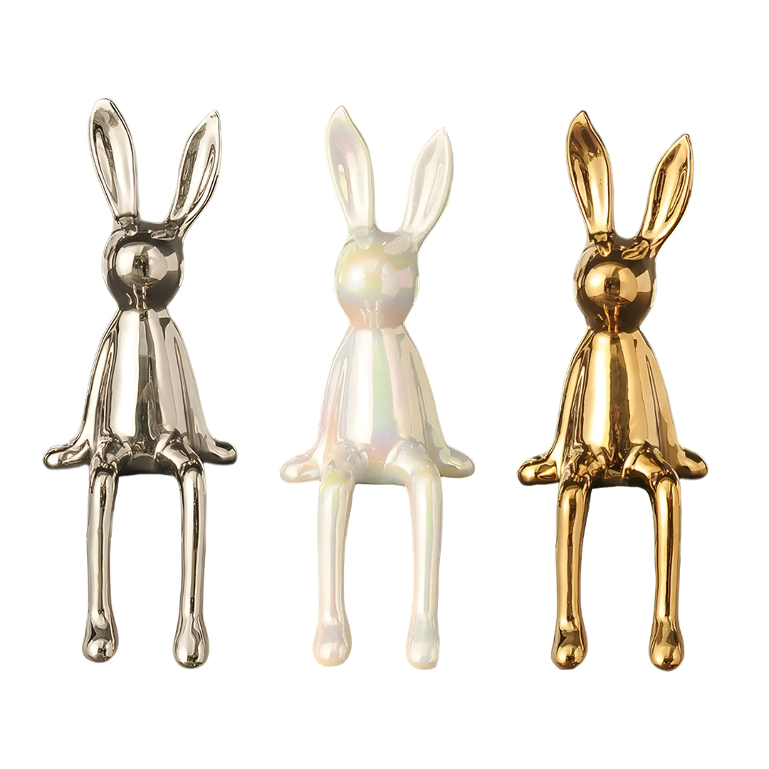 Shimmering Ceramic Rabbit Figurine