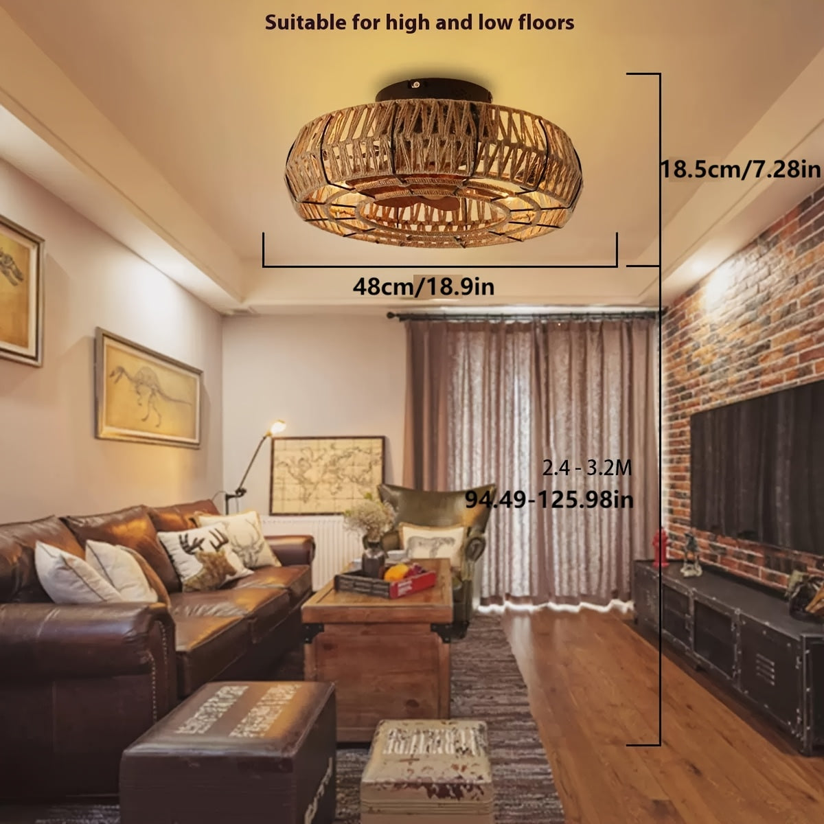 Handwoven Rattan Ceiling Fan Zen Style