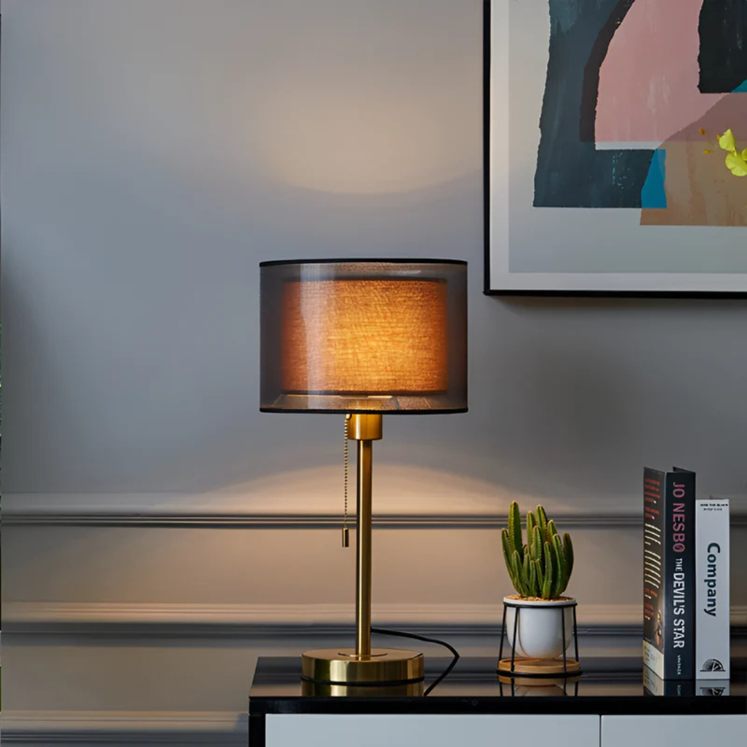Table Lamp with Double Fabric Shade
