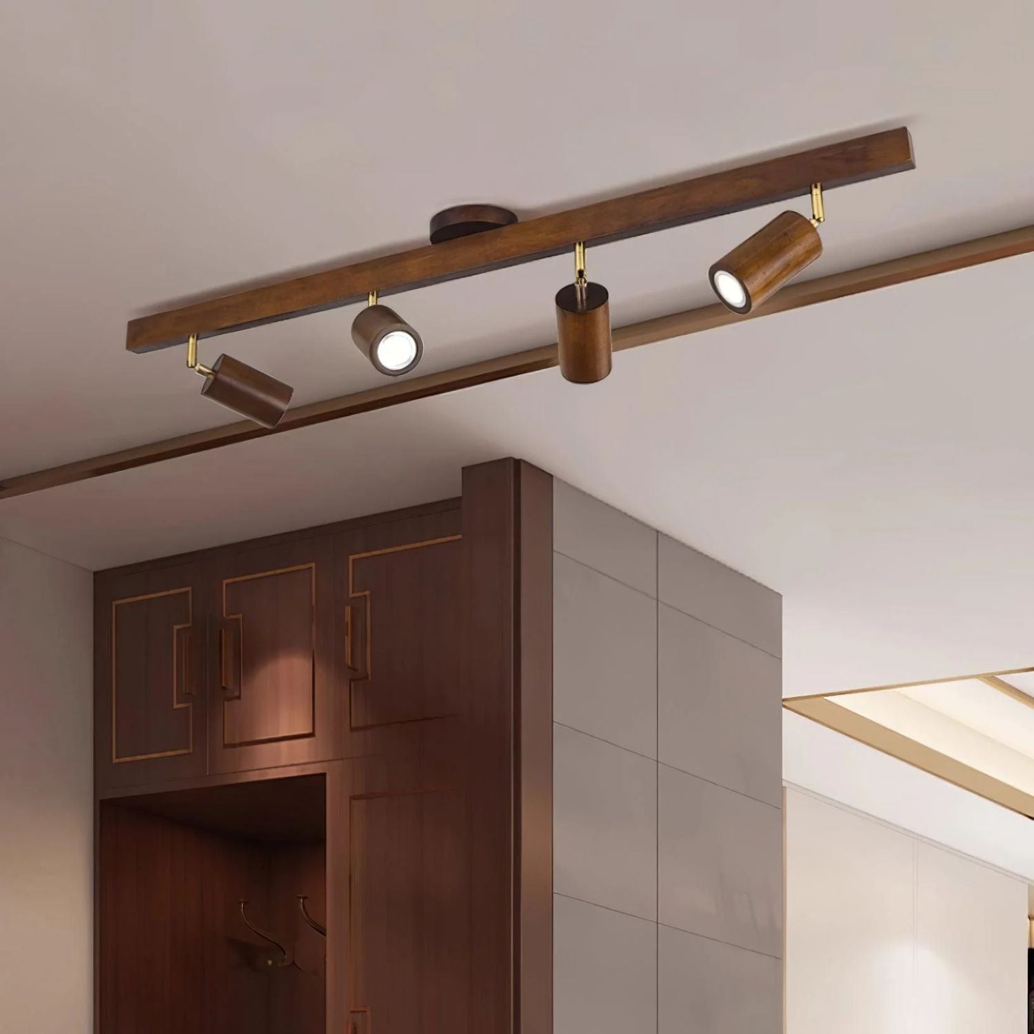 Adjustable Wooden Track Ceiling Lamp