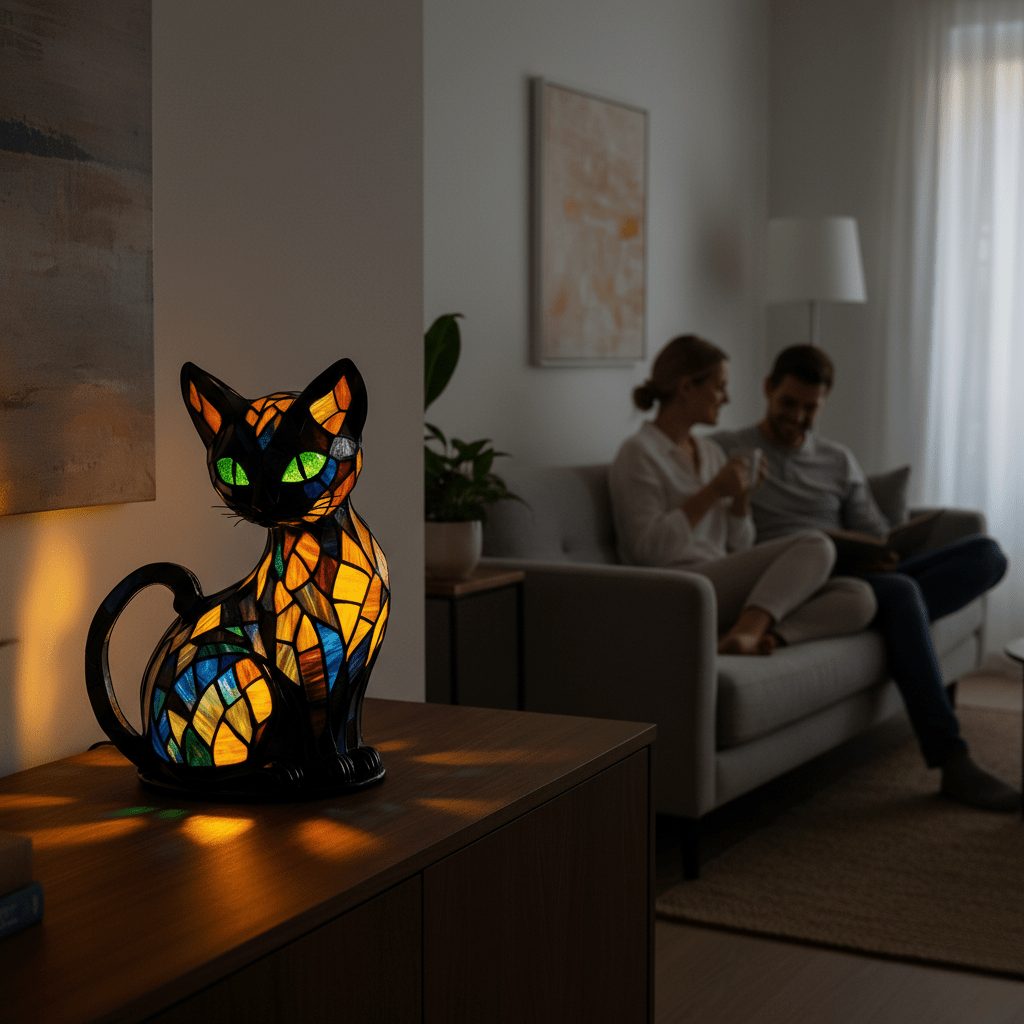 Playful LED Cat Night Light with Soft Ambient Lighting