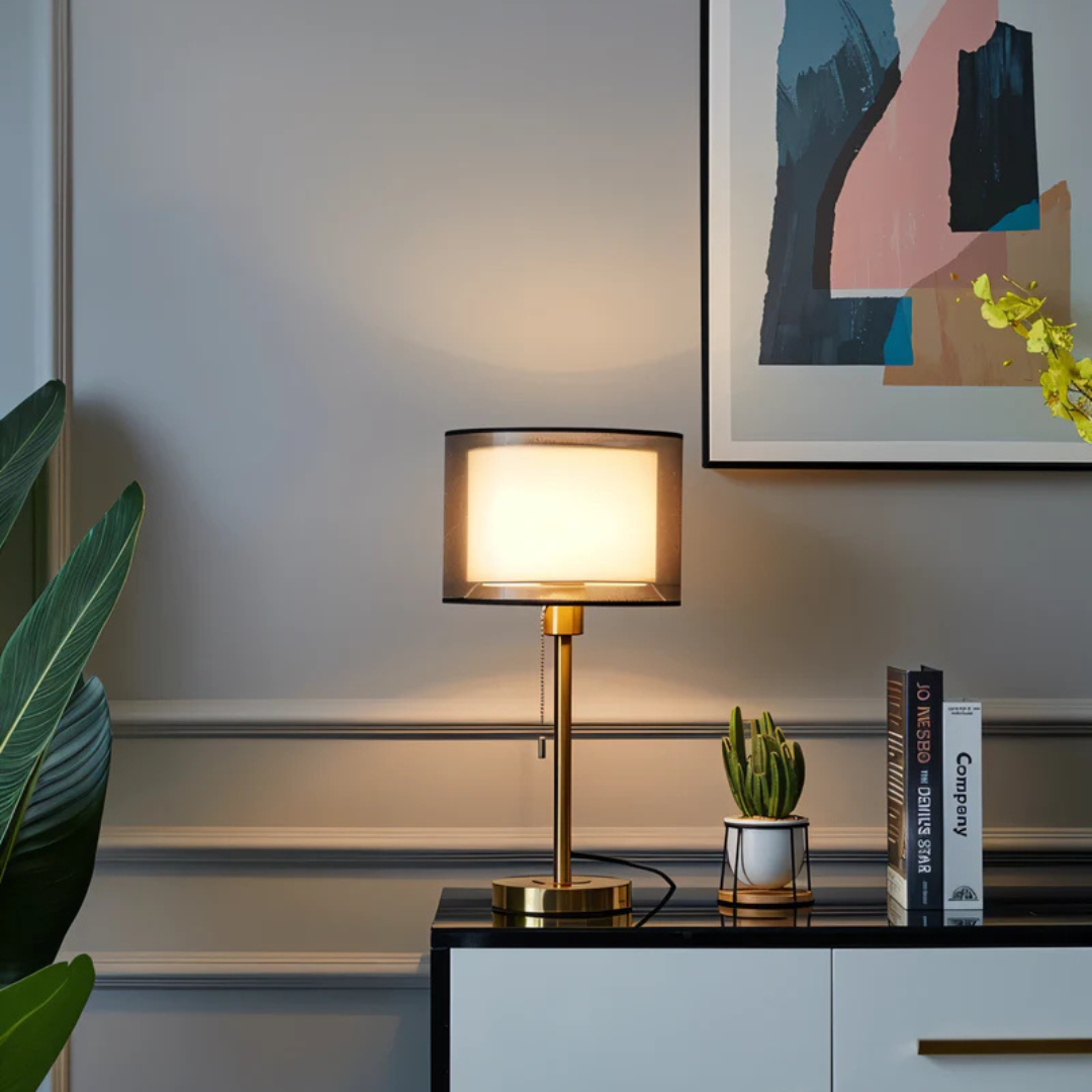 Table Lamp with Double Fabric Shade