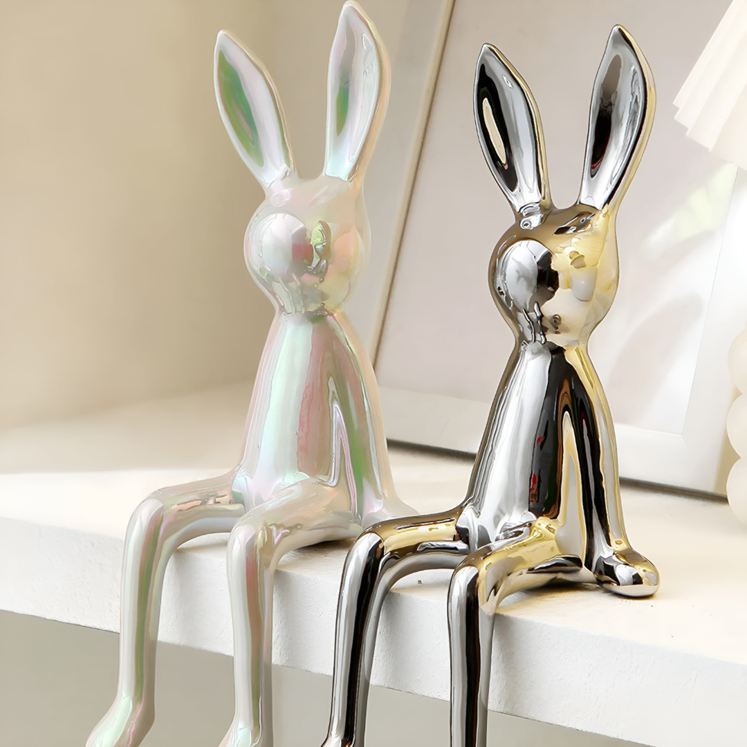 Shimmering Ceramic Rabbit Figurine