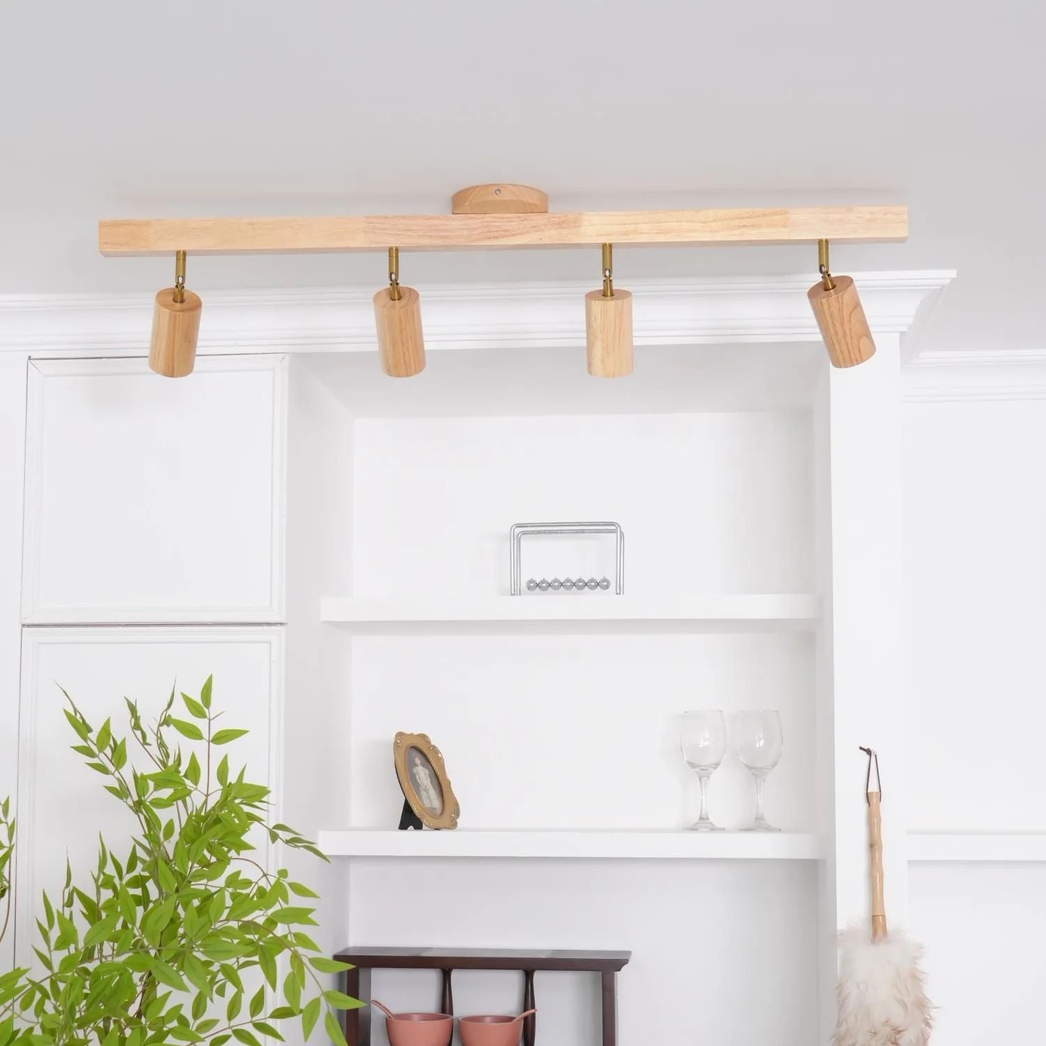 Adjustable Wooden Track Ceiling Lamp