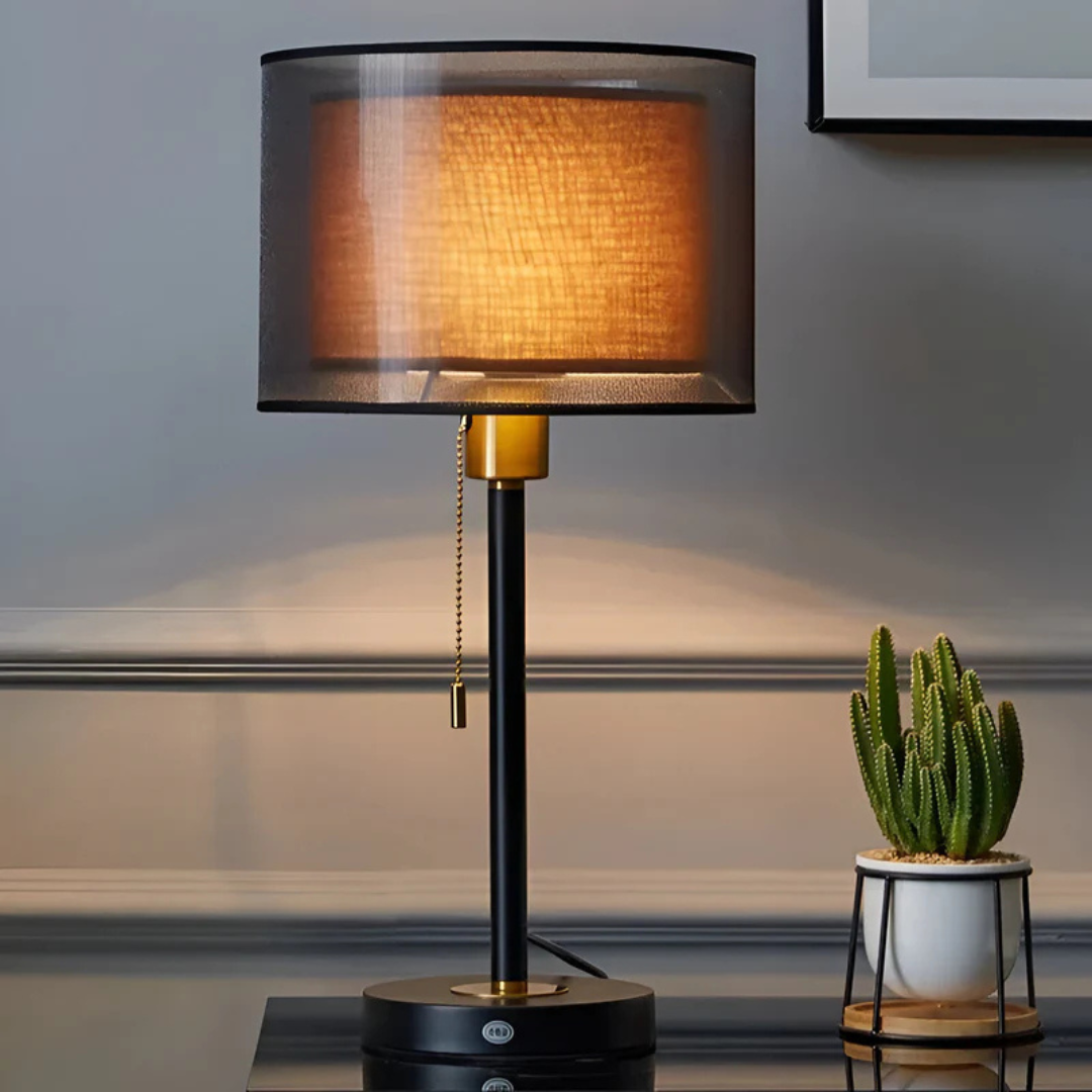 Table Lamp with Double Fabric Shade