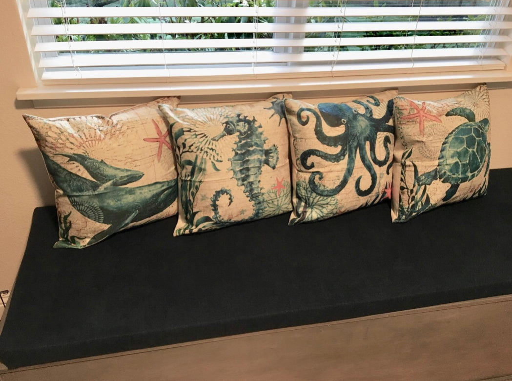 Cushion Cover with Sea Life Motif for Decoration