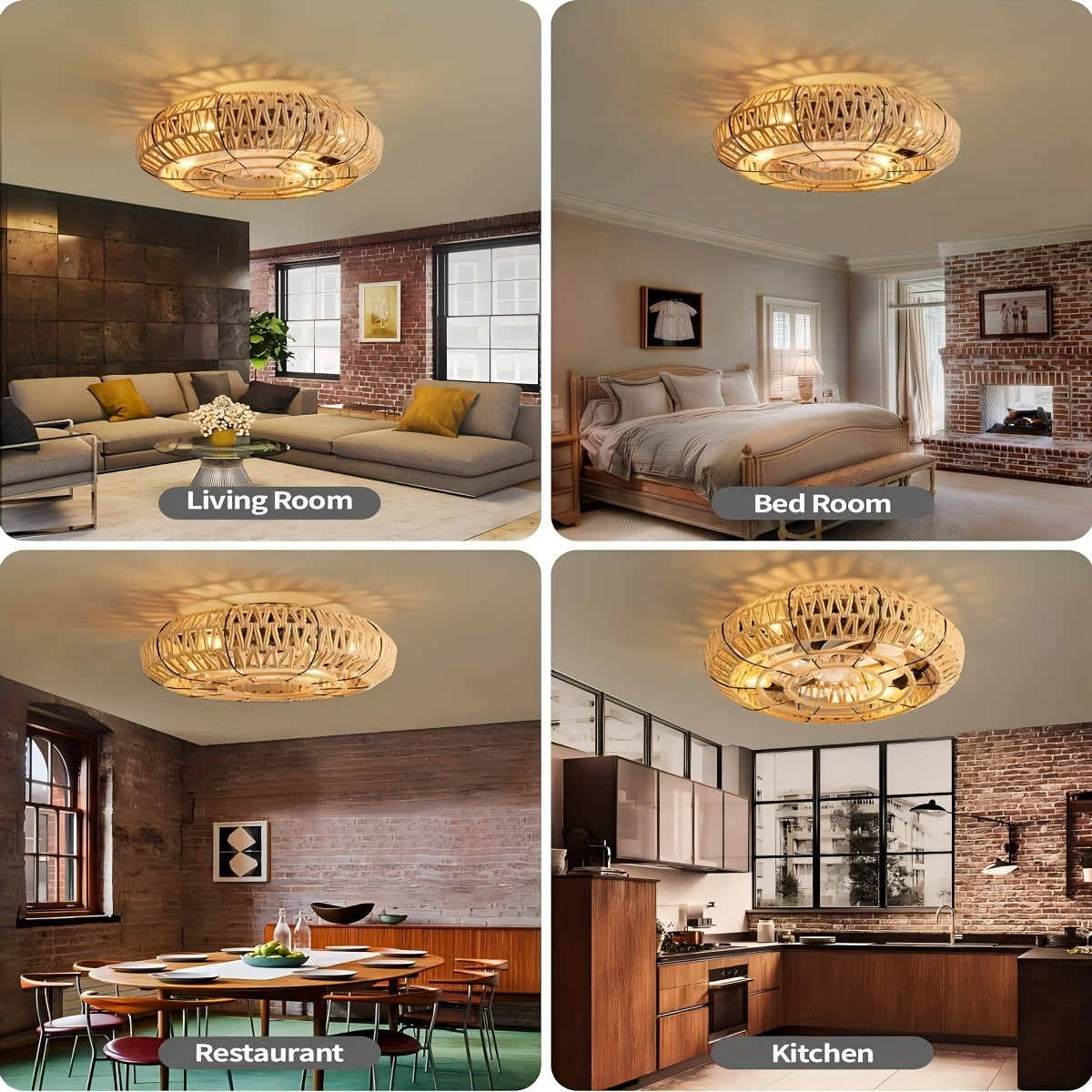Handwoven Rattan Ceiling Fan Zen Style