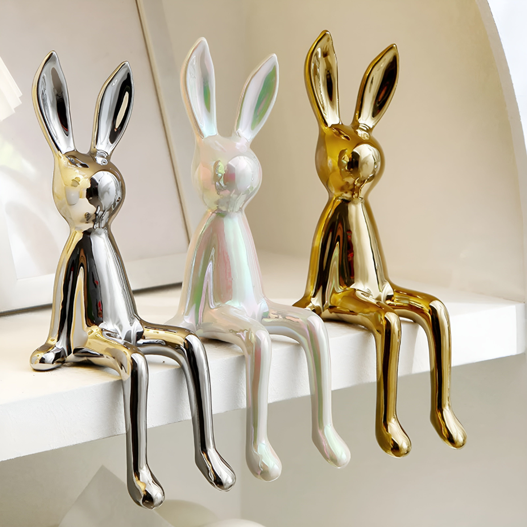 Shimmering Ceramic Rabbit Figurine