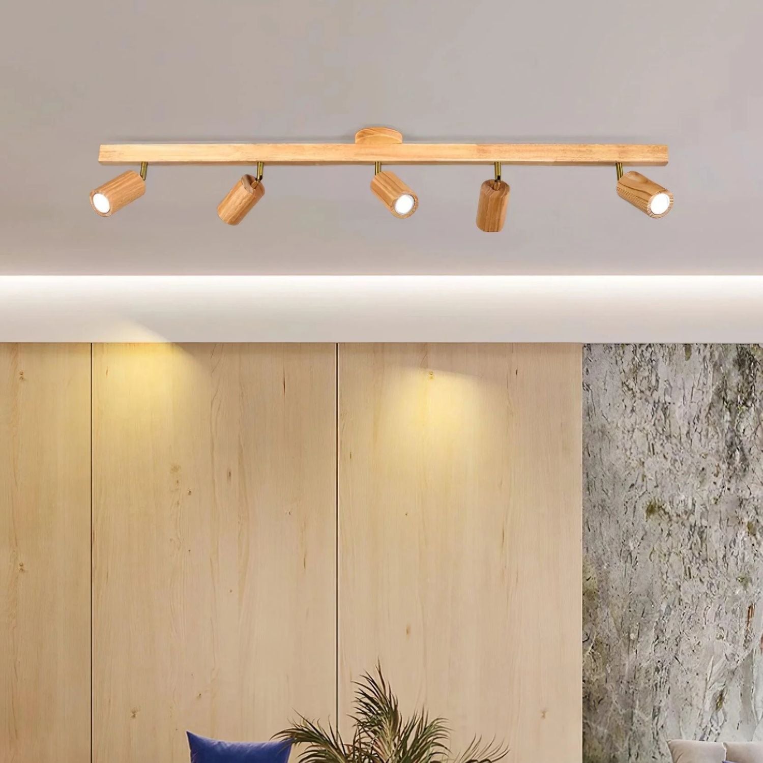 Adjustable Wooden Track Ceiling Lamp