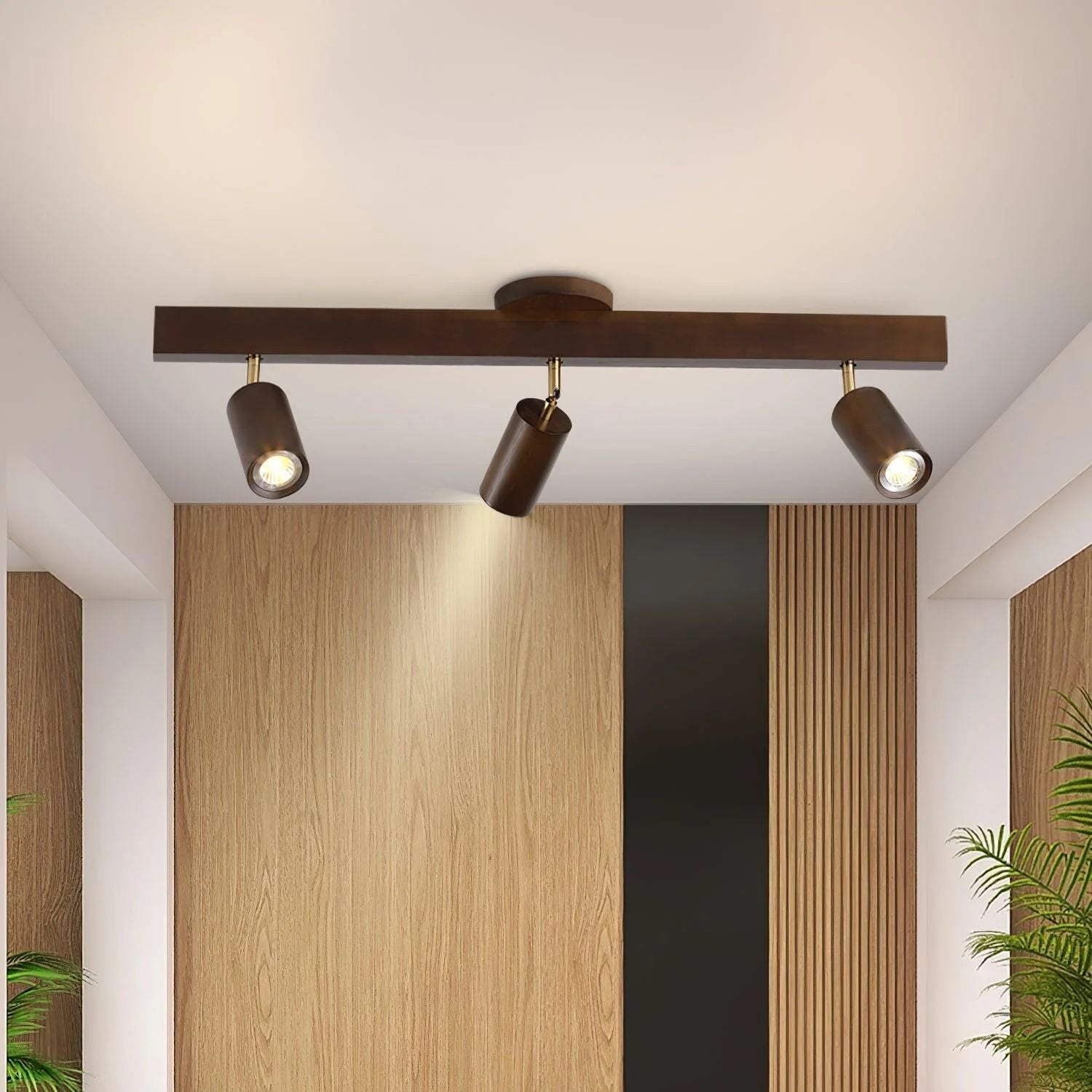 Adjustable Wooden Track Ceiling Lamp
