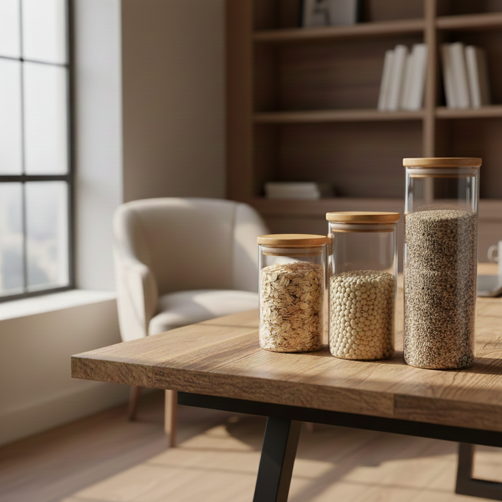 Bamboo Top Glass Food Jars