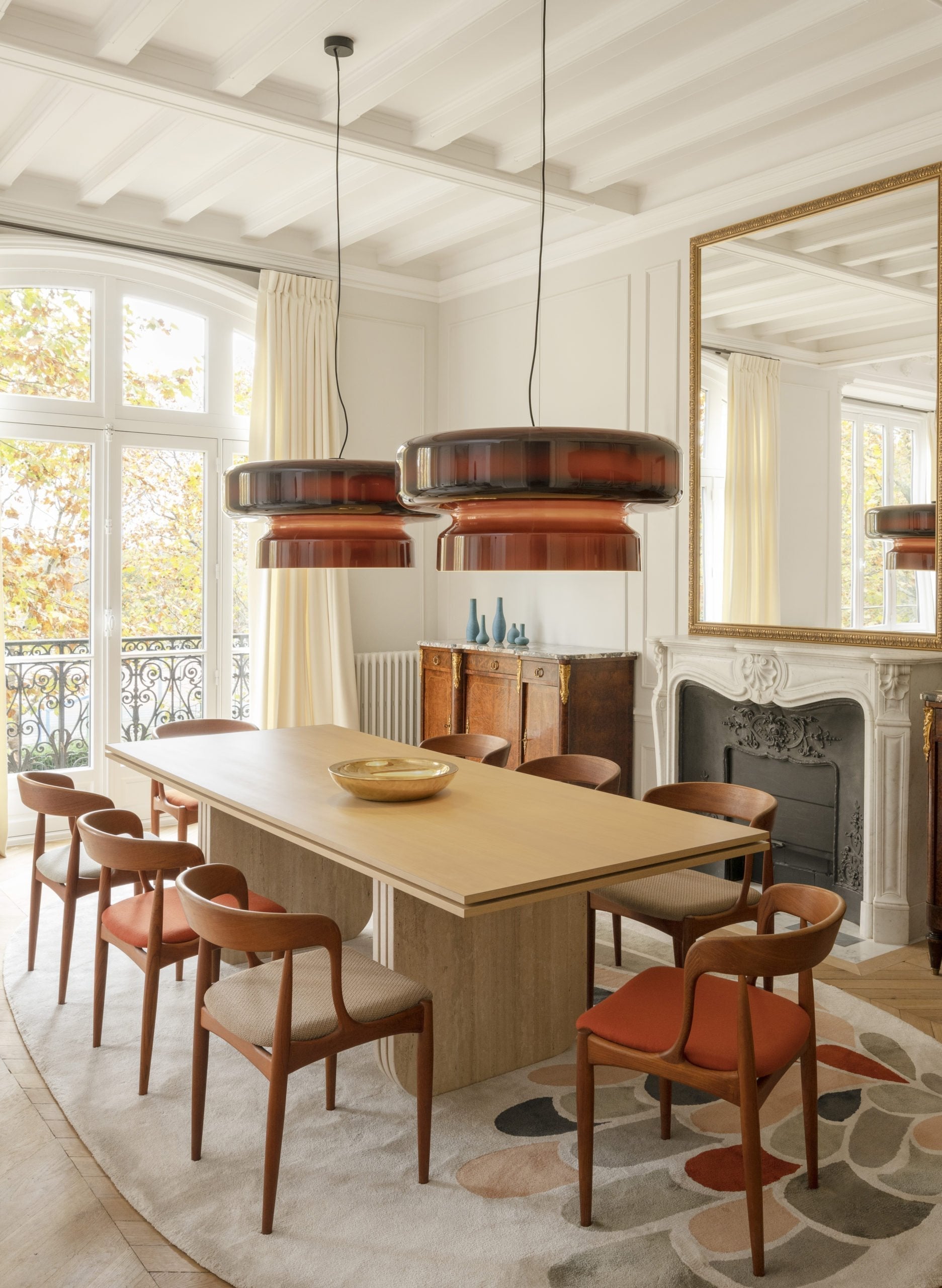 Retro Glass Pendant Light - Vintage Amber Hanging Globe Lamp
