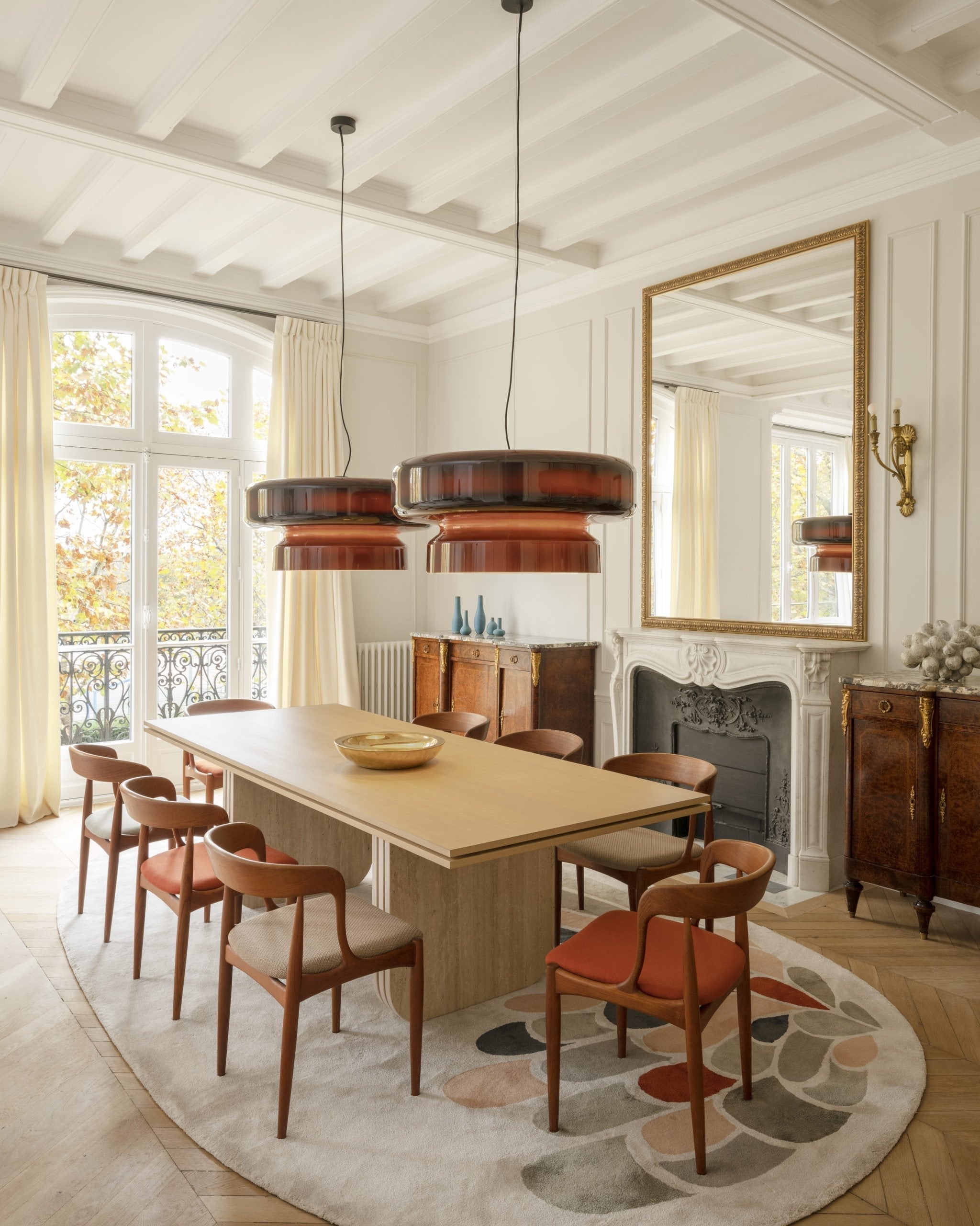 Retro Glass Pendant Light - Vintage Amber Hanging Globe Lamp