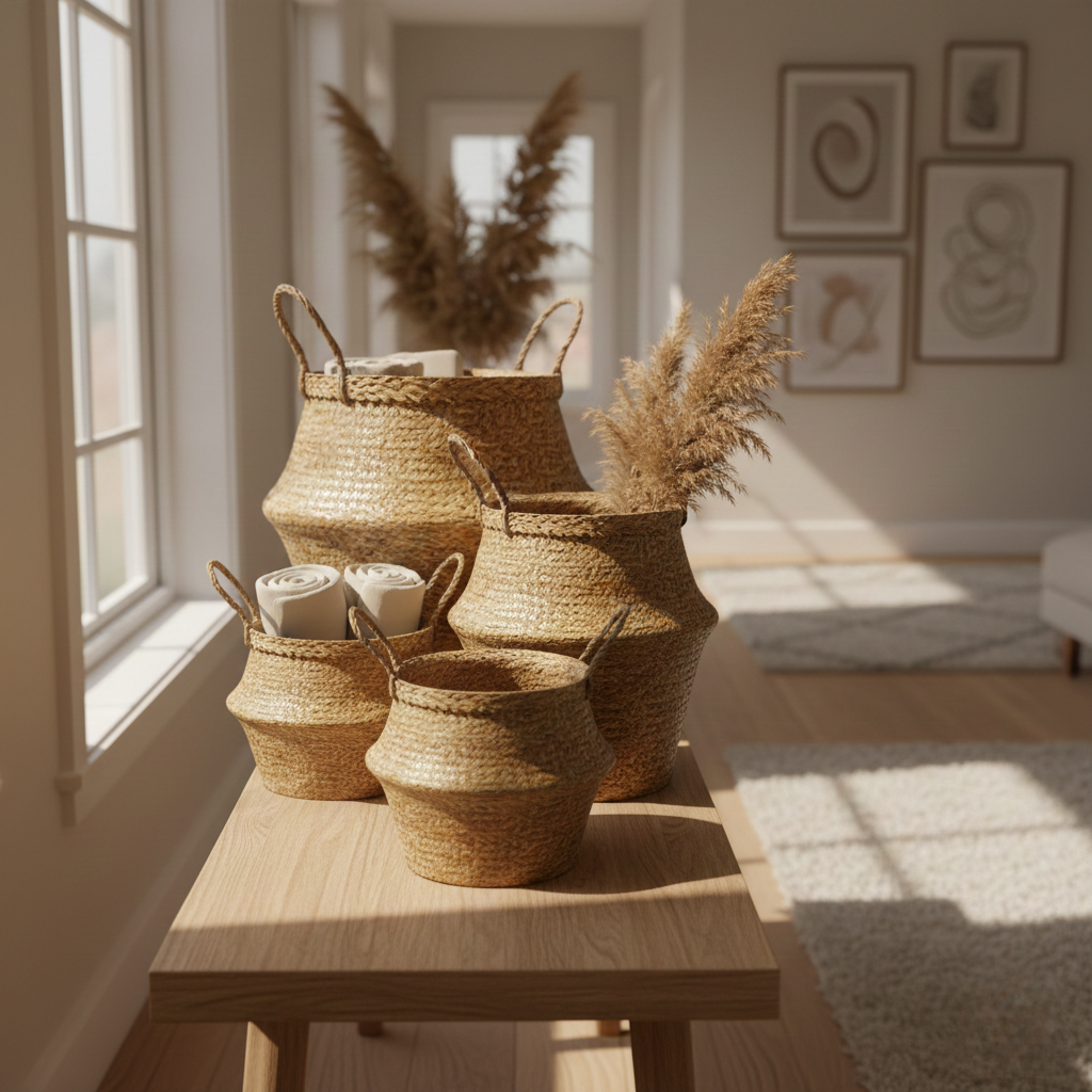 Boho Woven Seagrass Baskets
