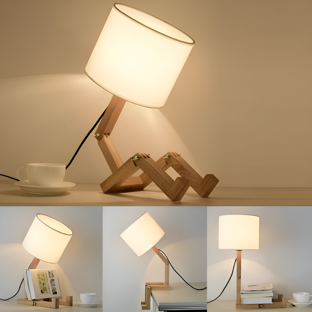 Innovative Solid Wood Robot Desk Lamp