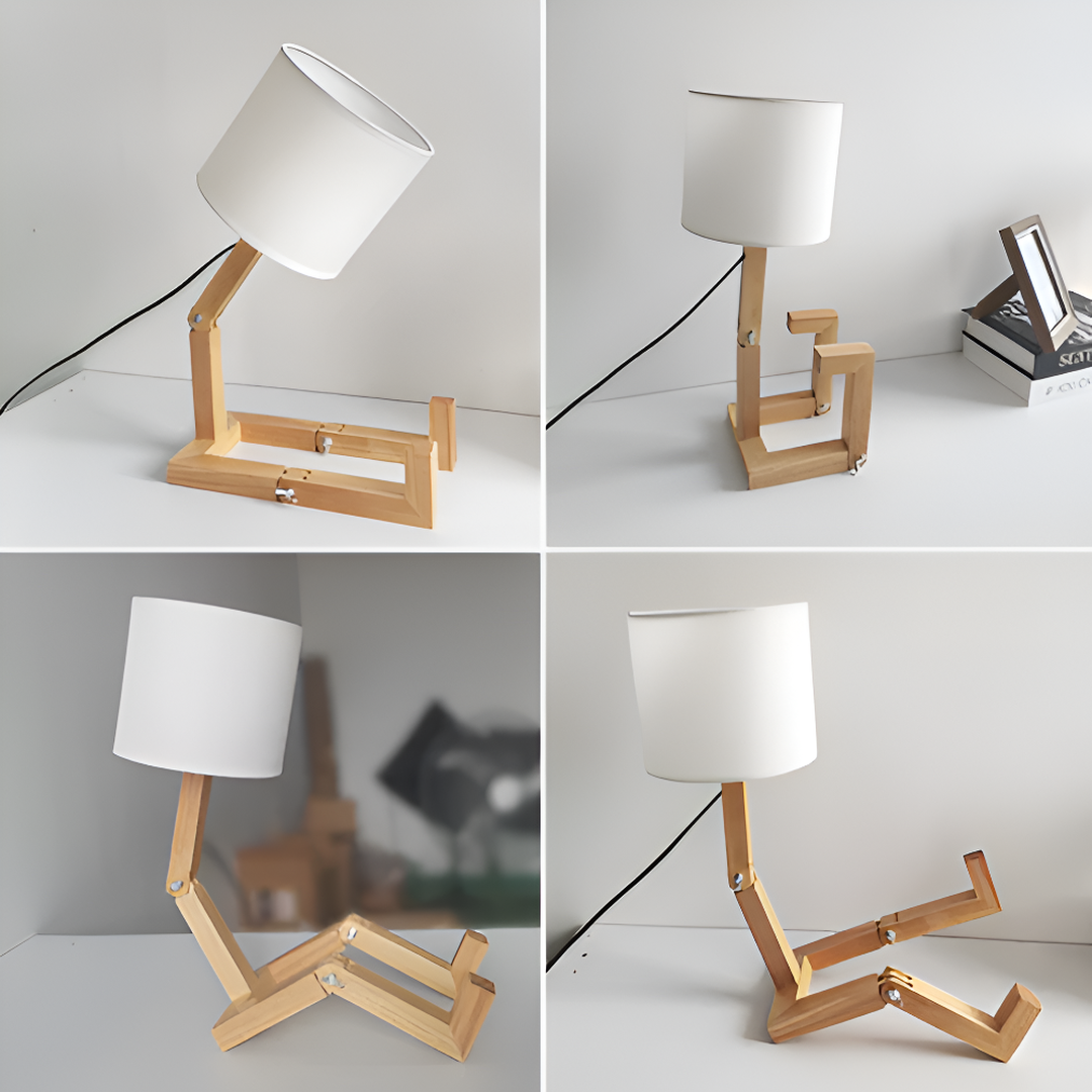 Innovative Solid Wood Robot Desk Lamp