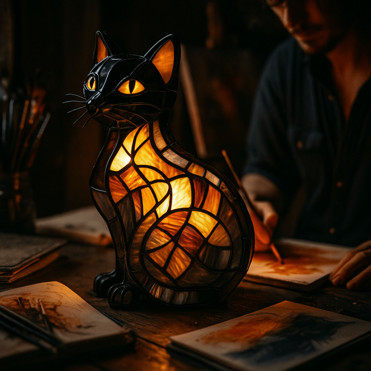 Playful LED Cat Night Light with Soft Ambient Lighting