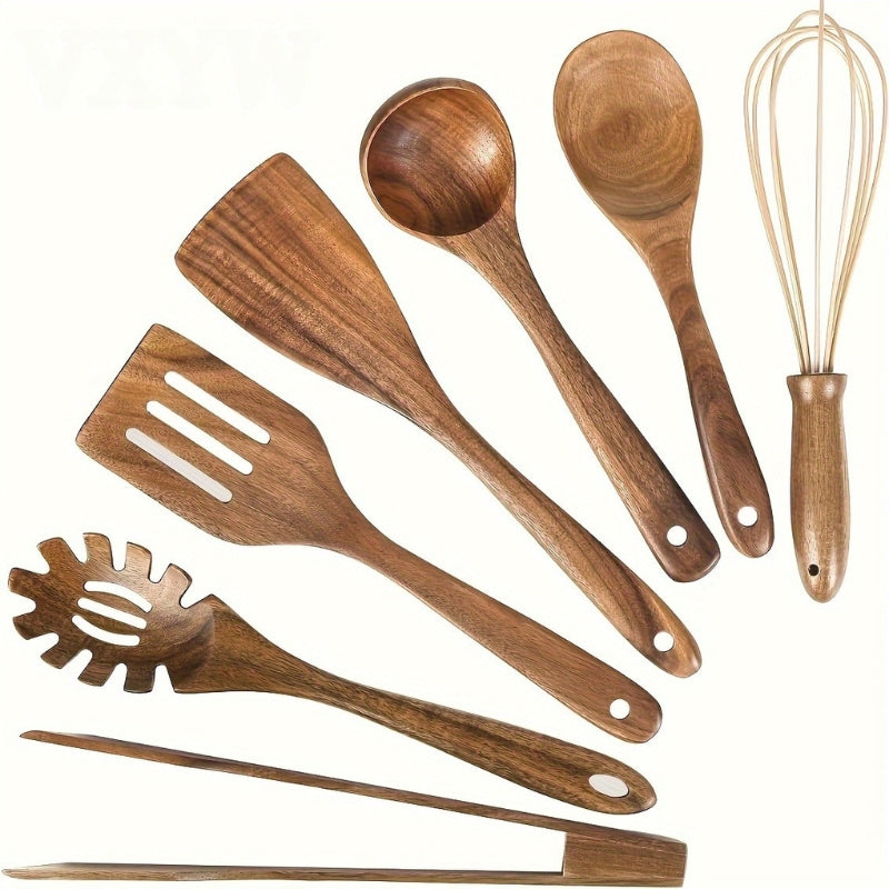 Premium Wooden Kitchen Utensil Set (7-piece) for Elegant and Safe Cooking