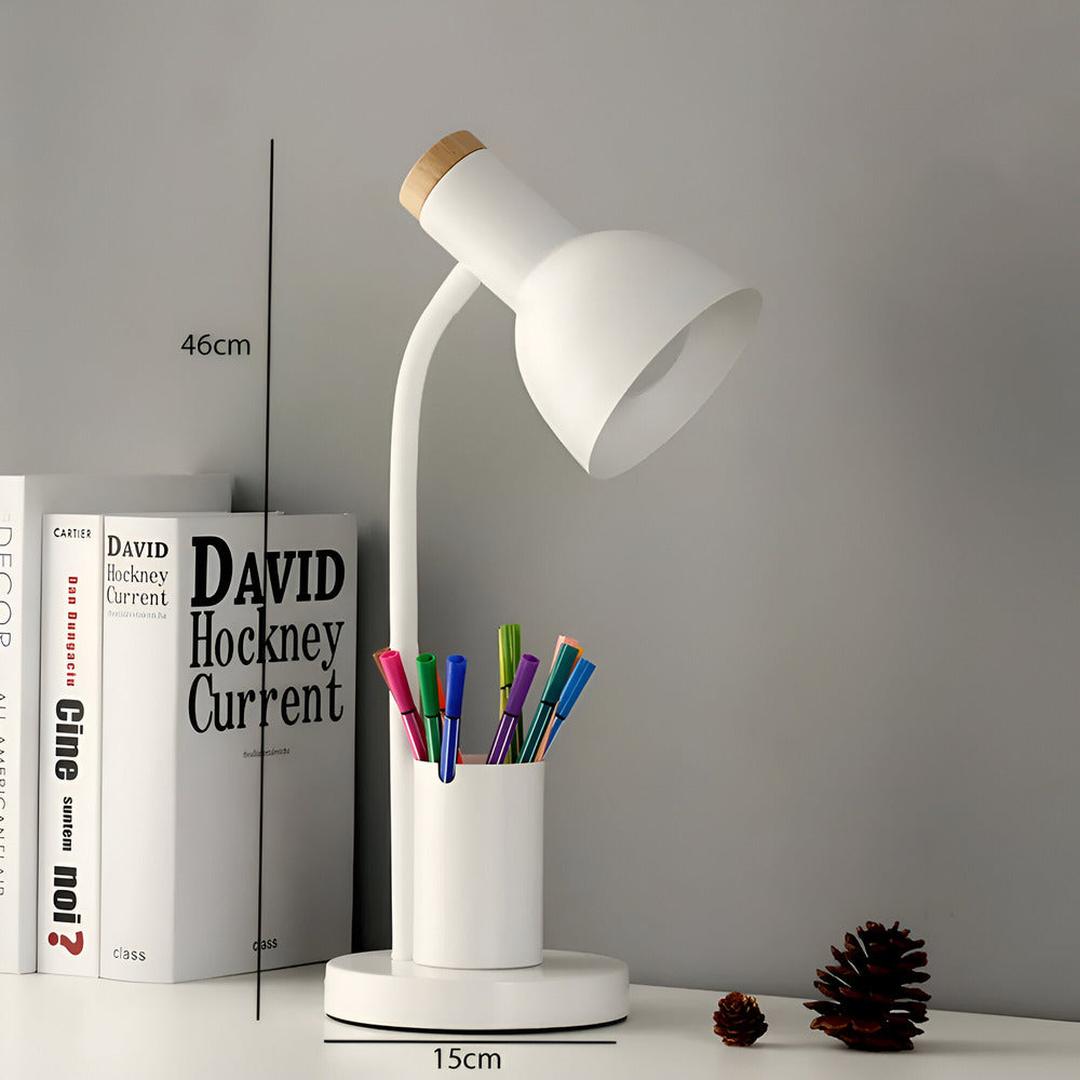 Nordic-Style LED Table Lamp with Elegant Pencil Holder