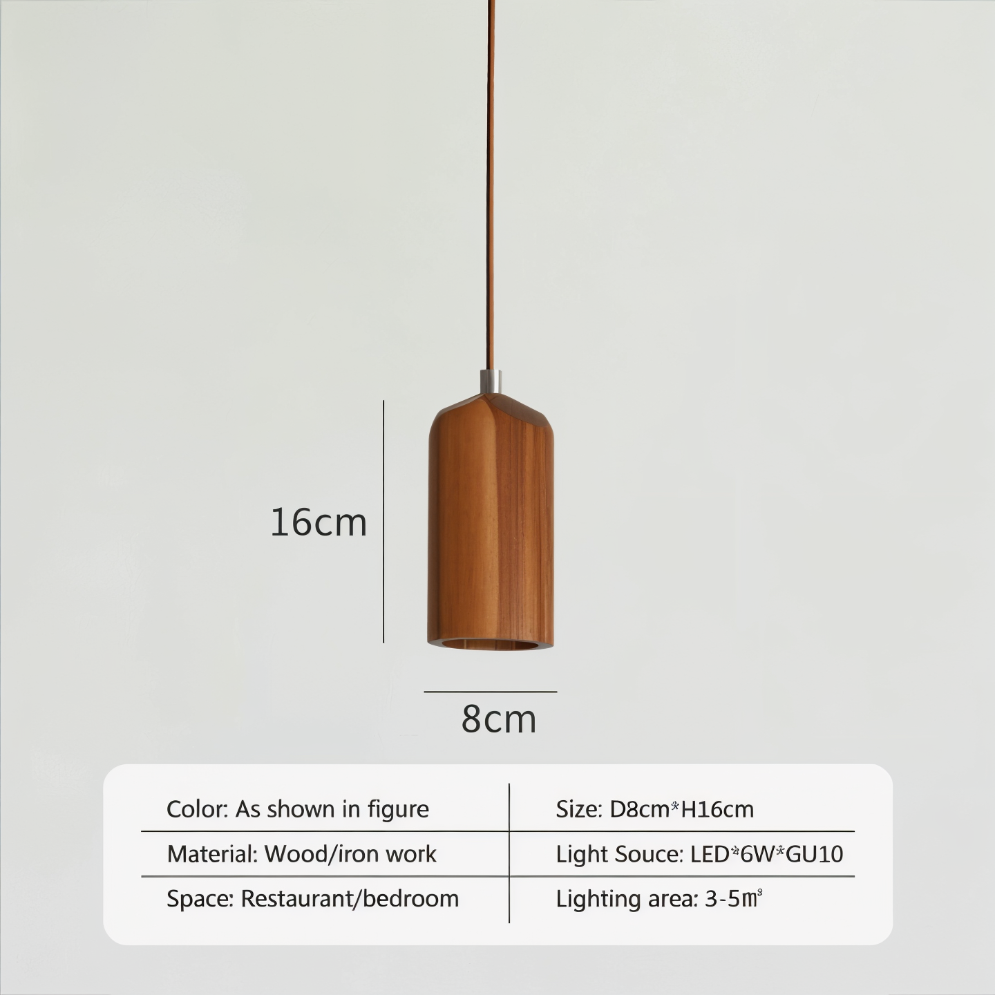 Solid Wood Cylinder Pendant Light - Minimalist Finish