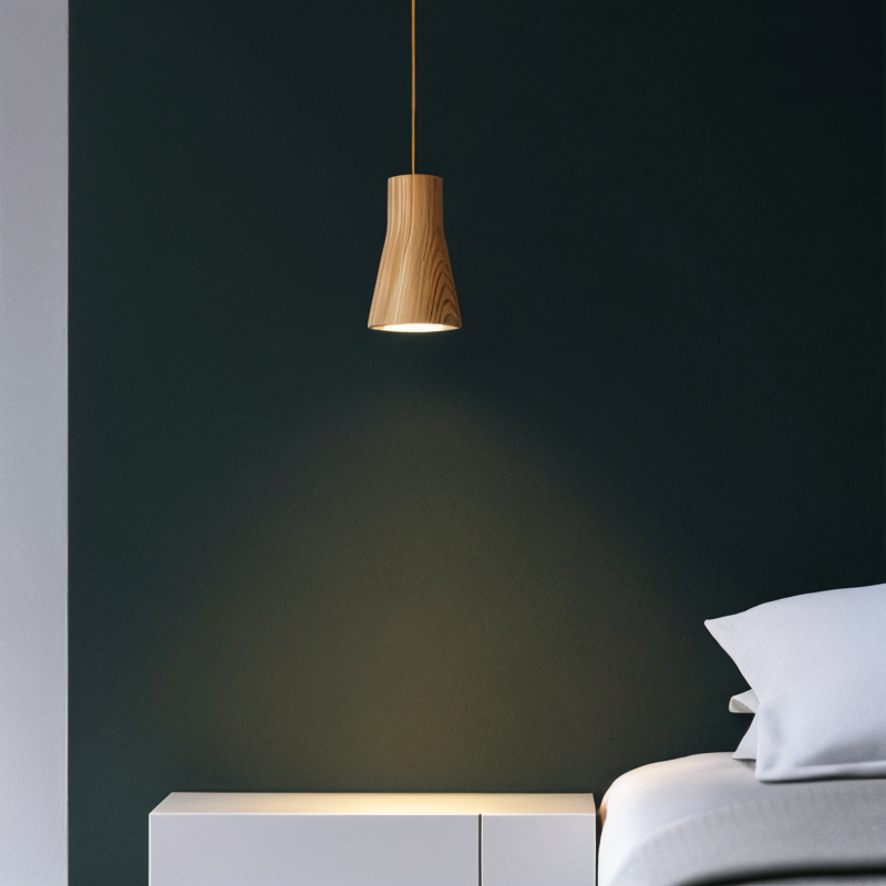 Solid Wood Cylinder Pendant Light - Minimalist Finish
