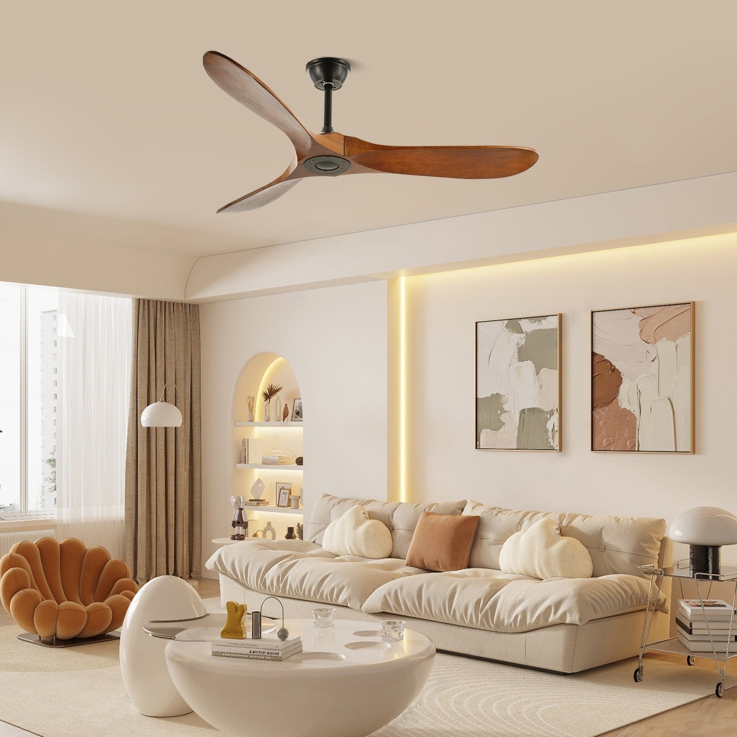 Modern 3-Blade Wooden Ceiling Fan