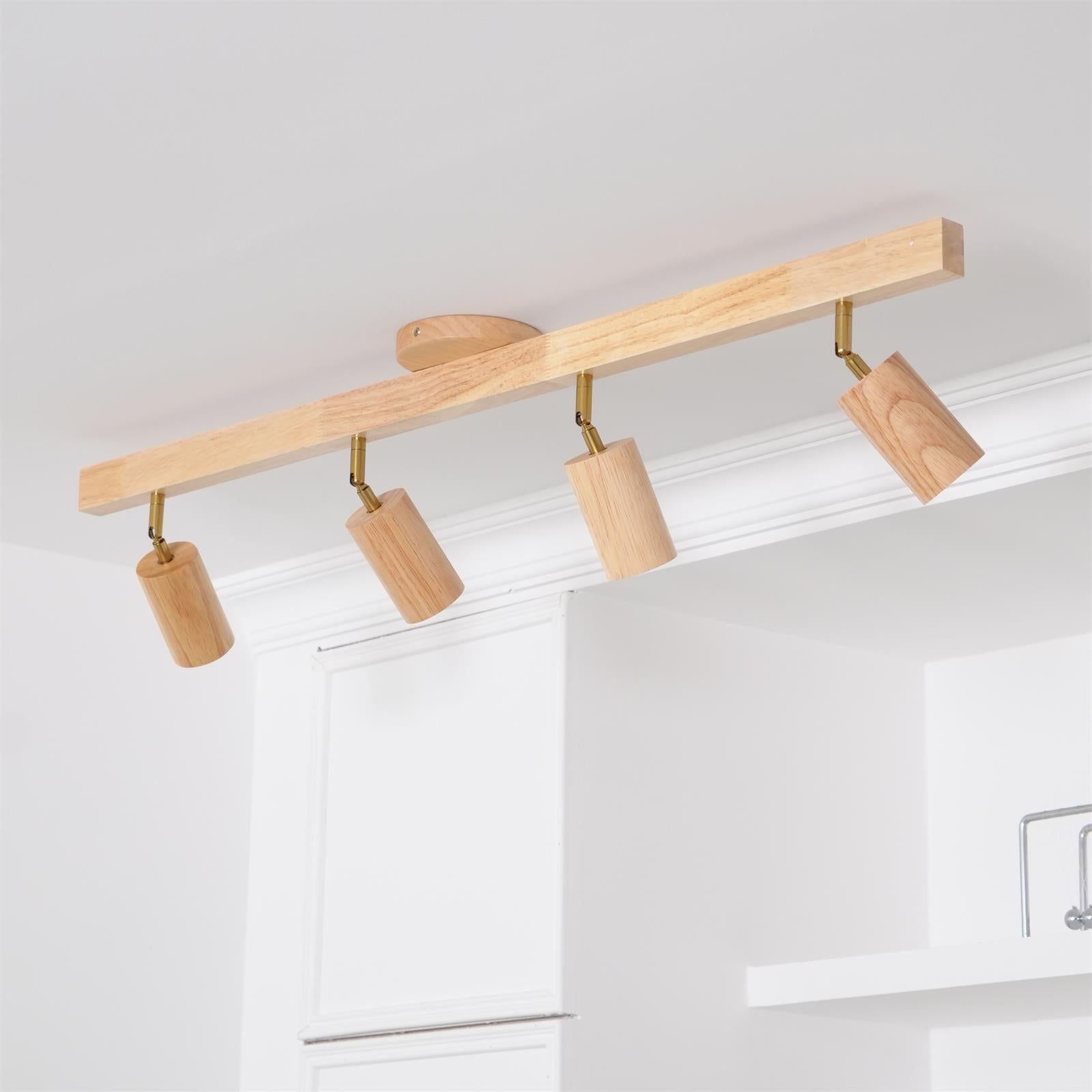 Adjustable Wooden Track Ceiling Lamp