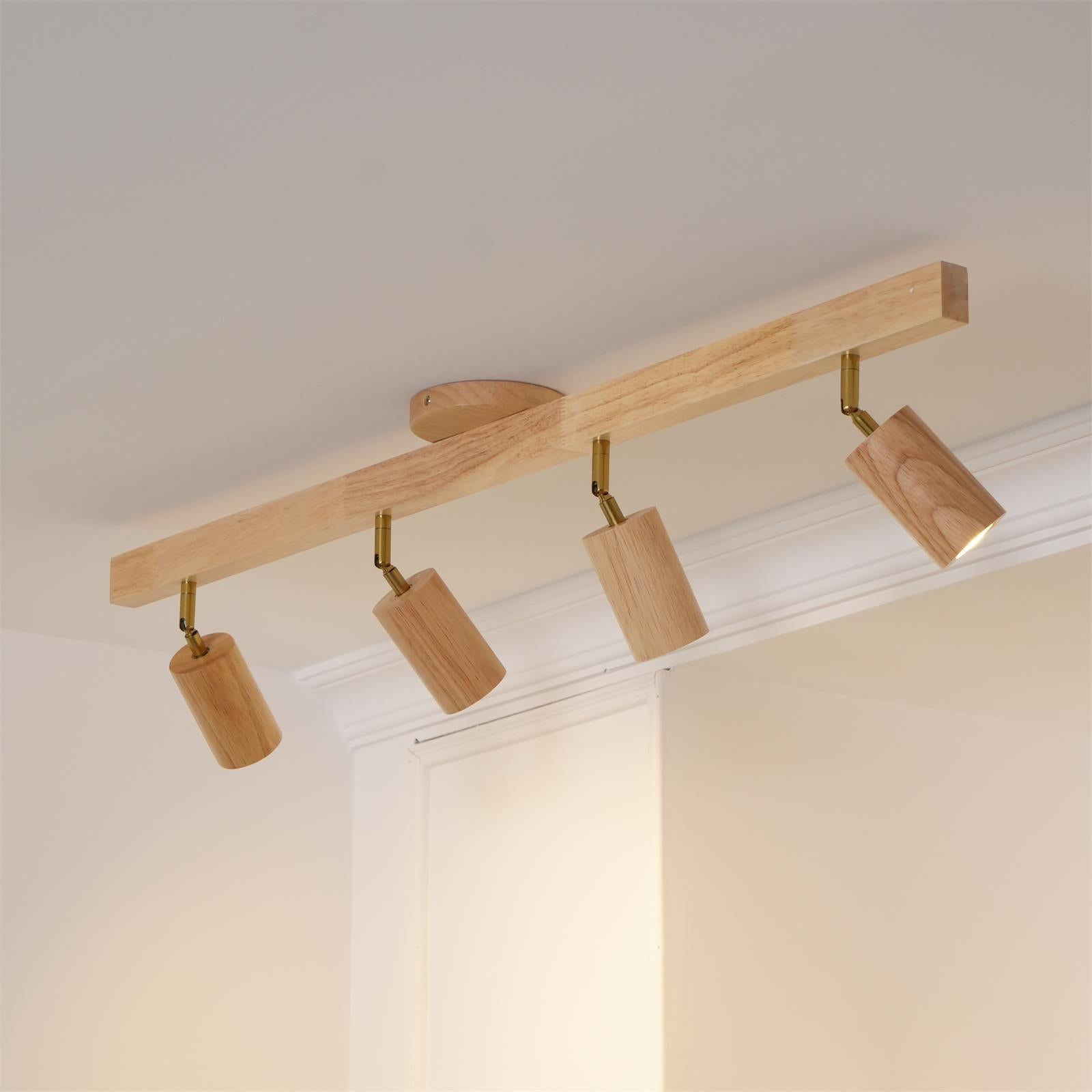Adjustable Wooden Track Ceiling Lamp