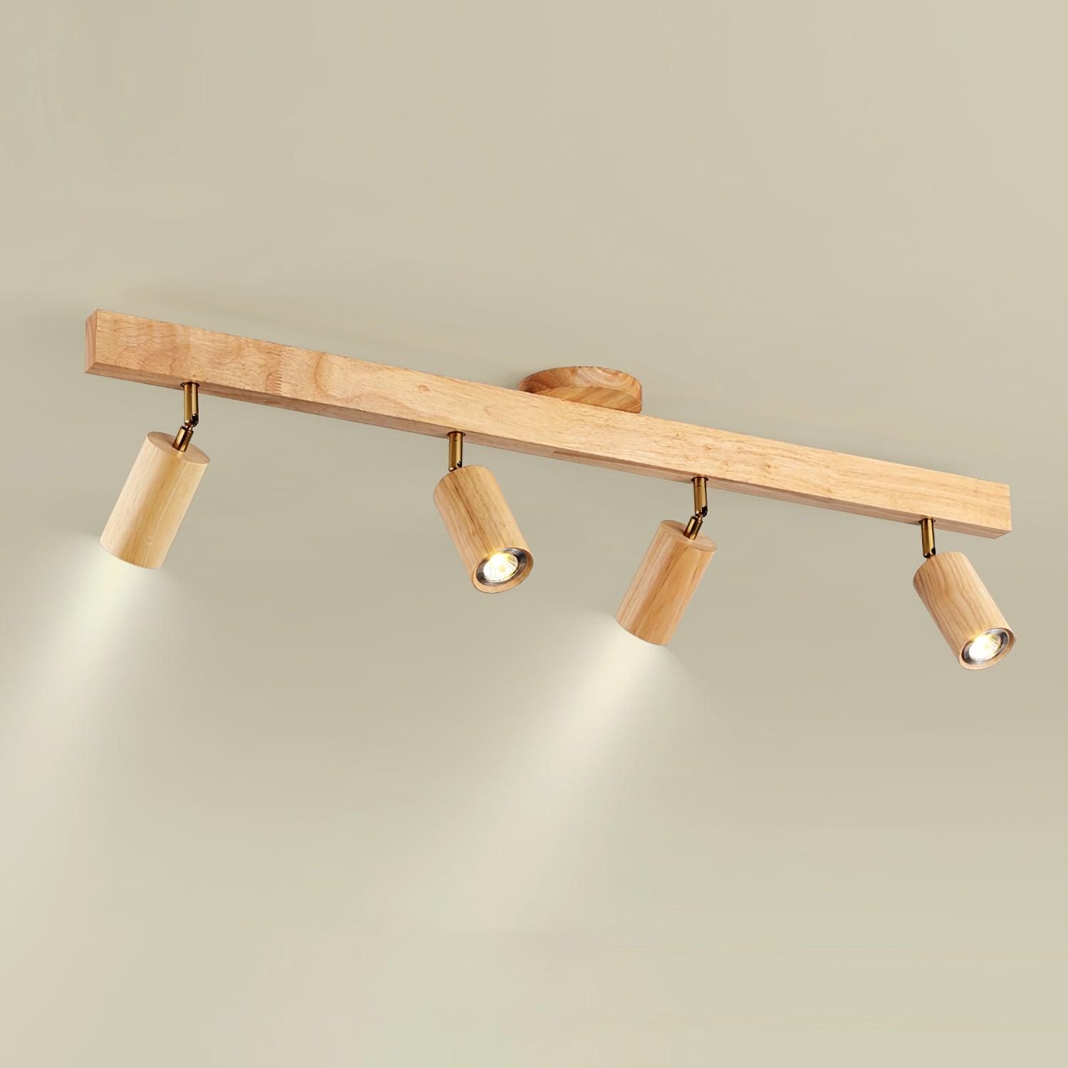 Adjustable Wooden Track Ceiling Lamp
