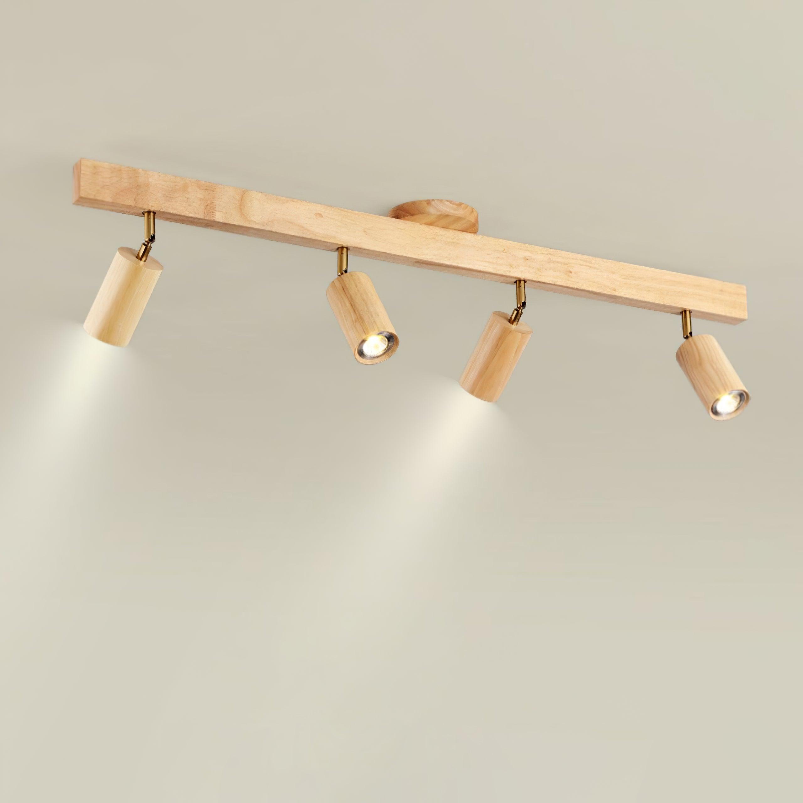 Adjustable Wooden Track Ceiling Lamp